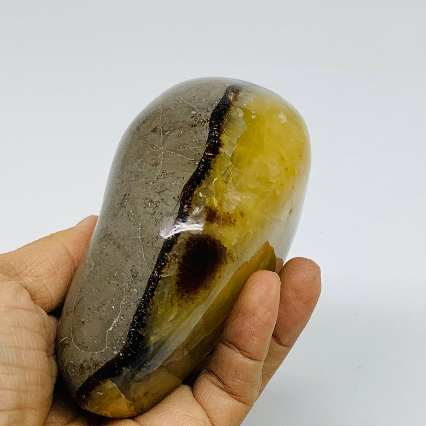 1.3 lbs, 4.1"x2.8"x2.2", Septarian Nodules Freeform Polished Crystal, B37389