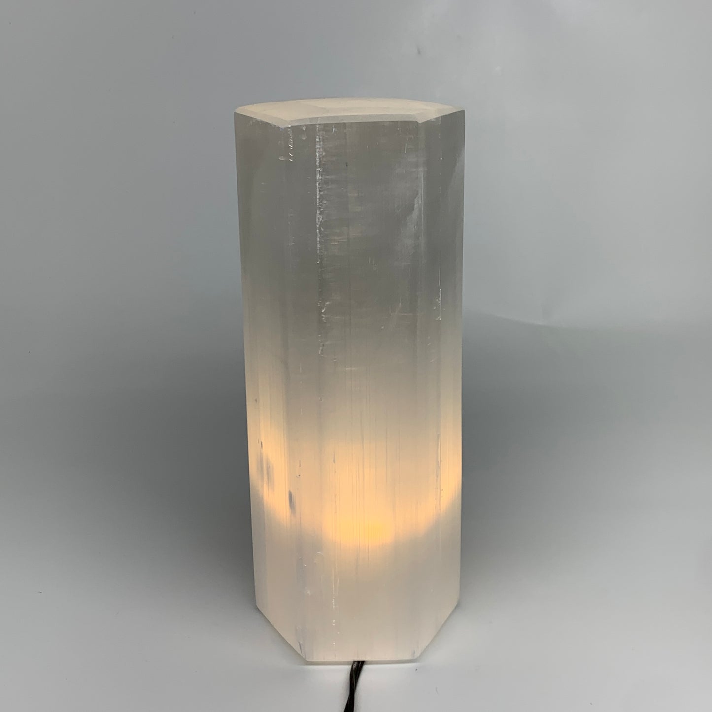 7.6 lbs. 9.75"x3.5", Hexagon Selenite (Satin Spar) Lamp, w/6ft Chord, B35830