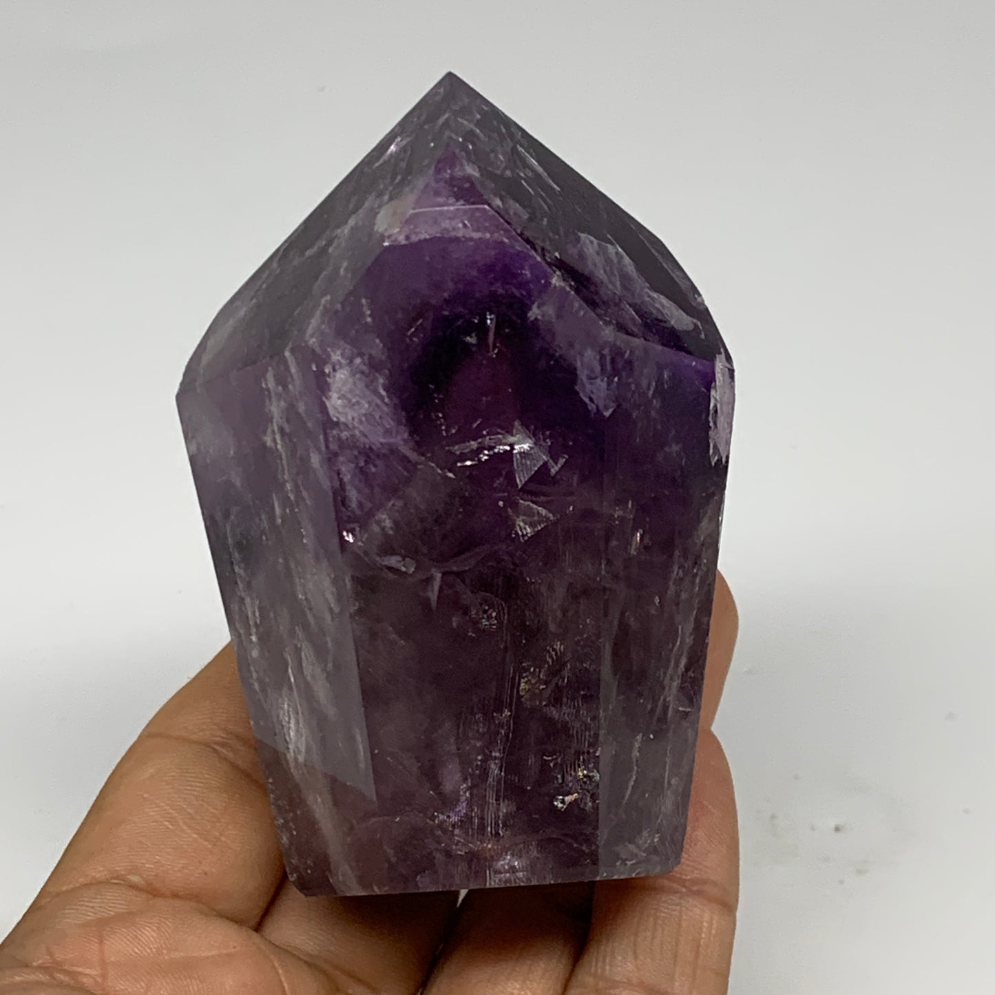 239.9g, 3.2"x2.2"x1.6", Natural Amethyst Tower Point Obelisk @Brazil, B32359