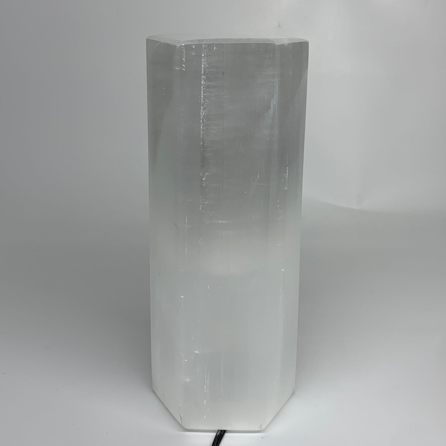 7.6 lbs. 9.75"x3.5", Hexagon Selenite (Satin Spar) Lamp, w/6ft Chord, B35830