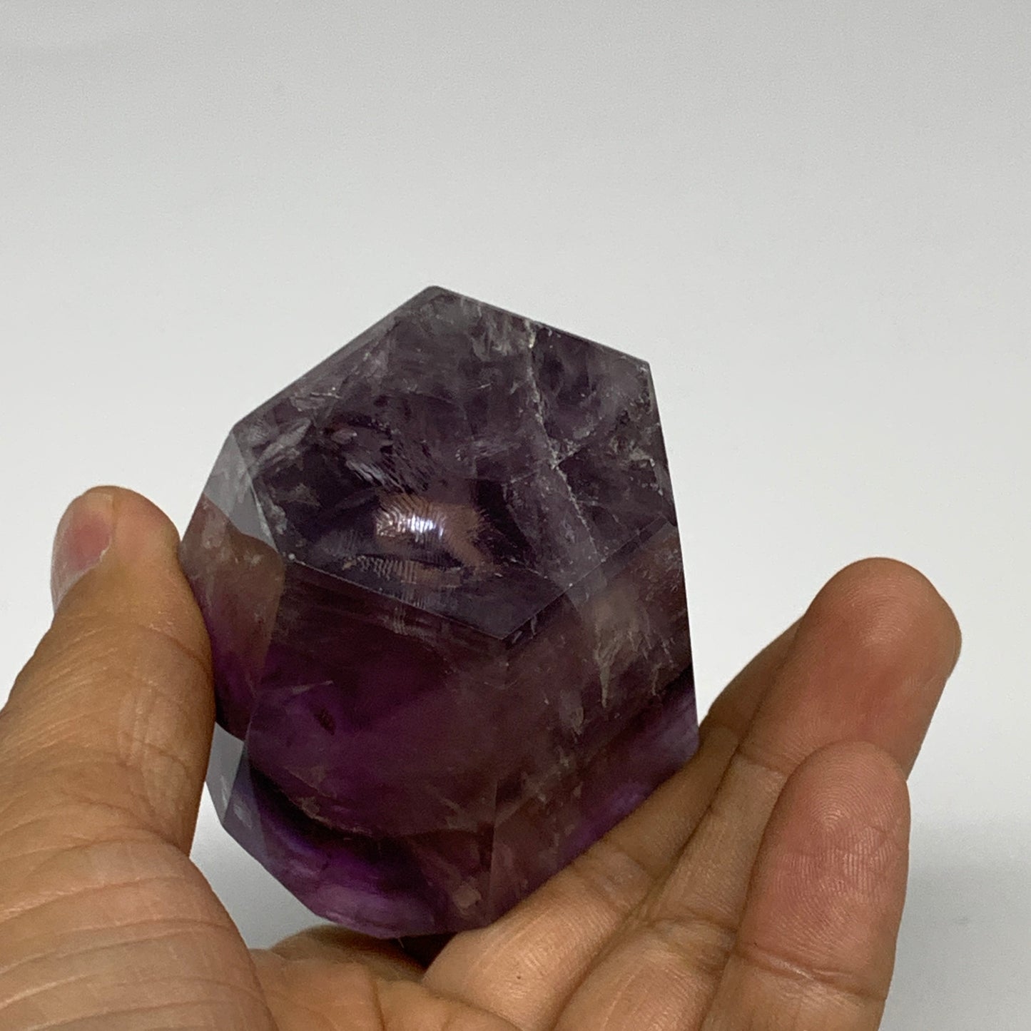 239.9g, 3.2"x2.2"x1.6", Natural Amethyst Tower Point Obelisk @Brazil, B32359