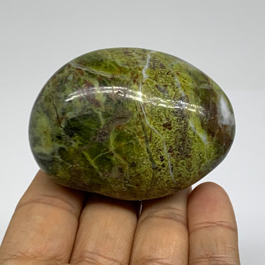 130g, 2.5"x1.8"x1.5", Green Opal Crystal PalmStone Polished Reiki, B38242