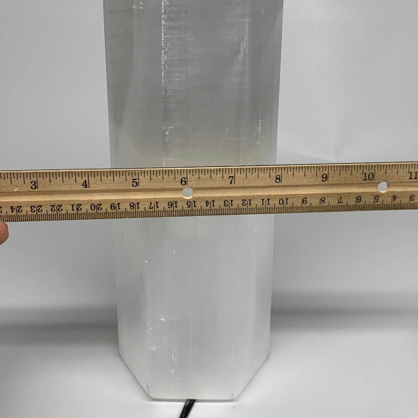 7.6 lbs. 9.75"x3.5", Hexagon Selenite (Satin Spar) Lamp, w/6ft Chord, B35830