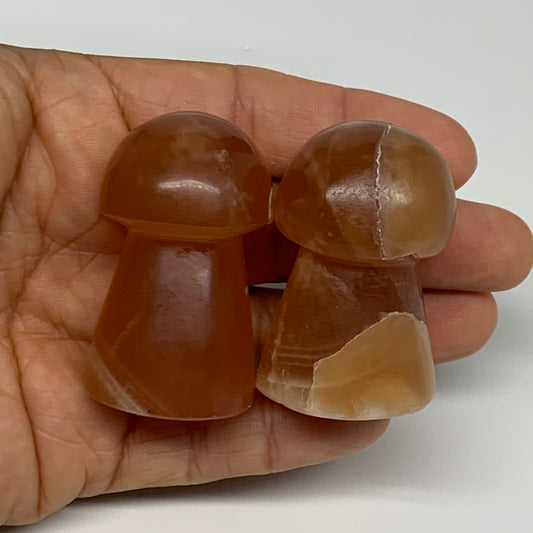 129g, 1.8"-1.9", 2pcs, Natural Honey Calcite Mushroom Gemstone @Pakistan, B31734