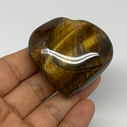 93.6g, 2"x2.1"x0.9", Tiger's Eye Heart Polished Healing Crystal @India, B27930