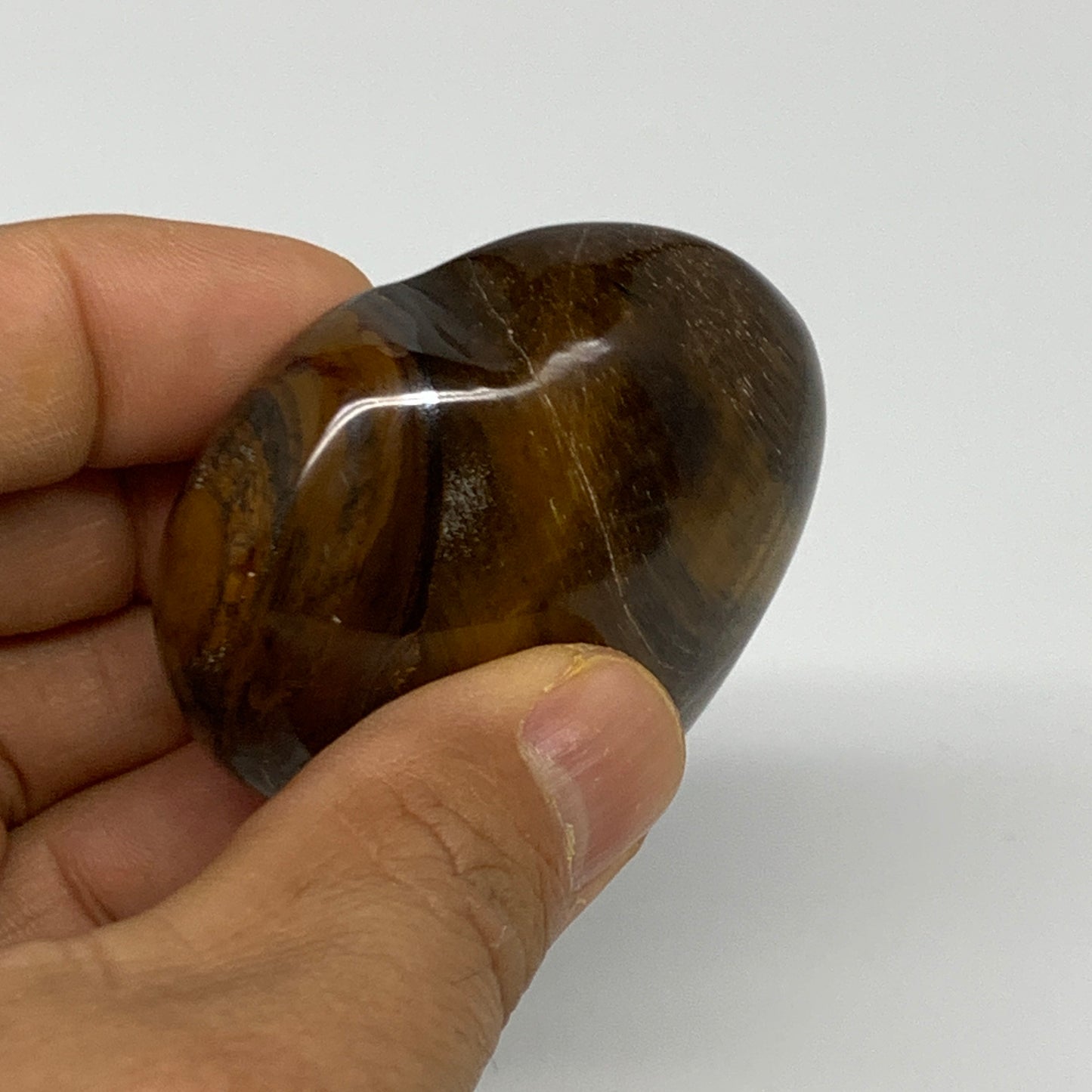 93.6g, 2"x2.1"x0.9", Tiger's Eye Heart Polished Healing Crystal @India, B27930