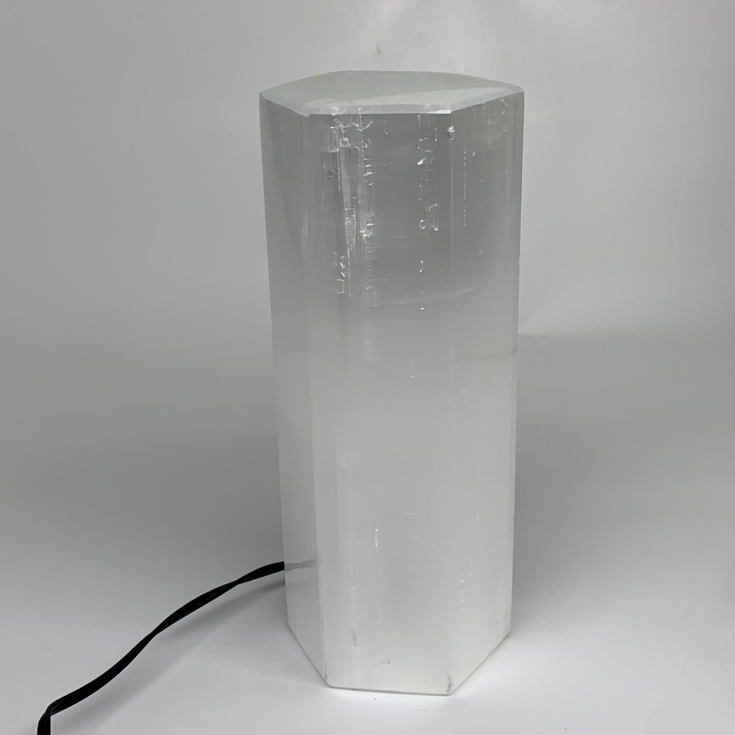 7.6 lbs. 9.75"x3.5", Hexagon Selenite (Satin Spar) Lamp, w/6ft Chord, B35830