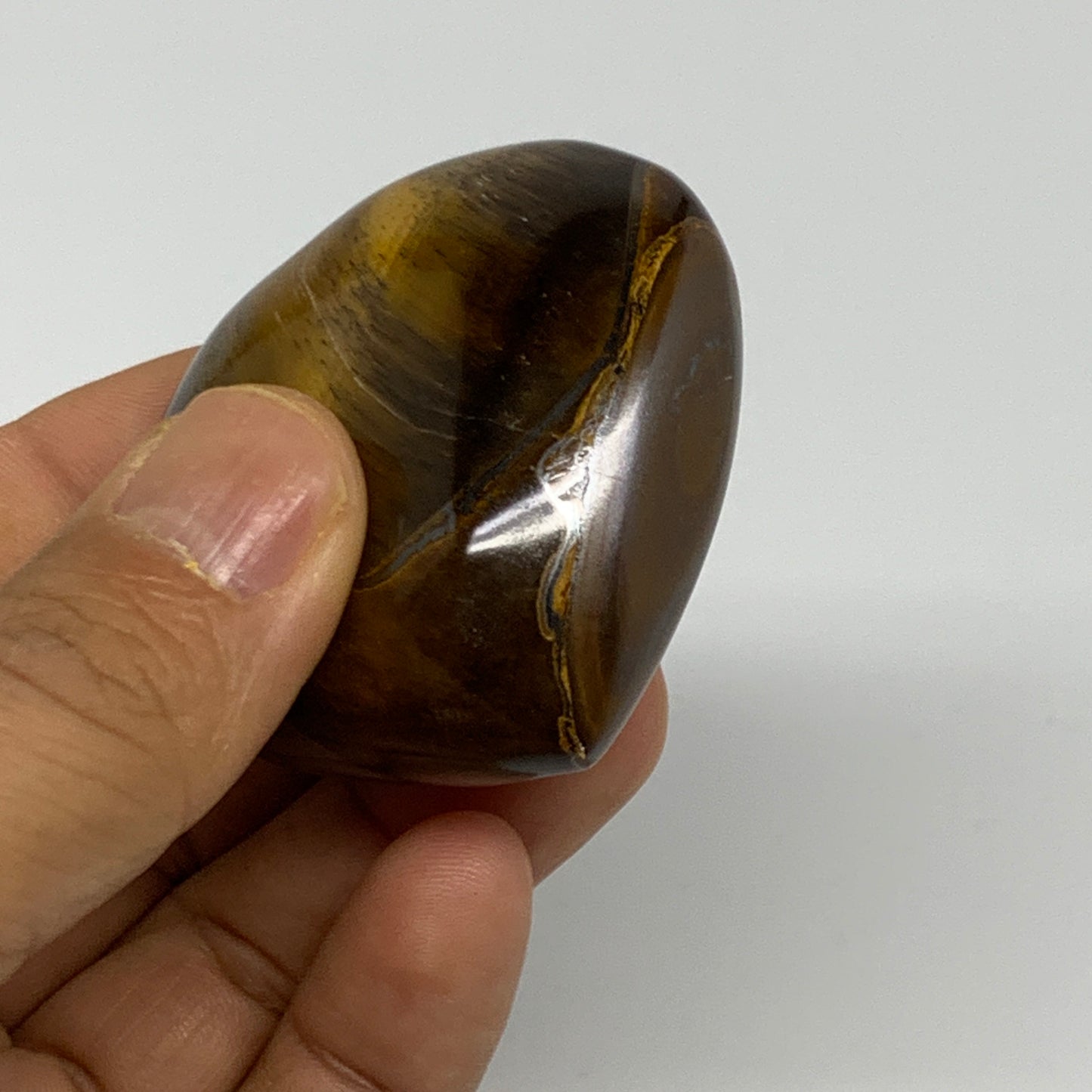 93.6g, 2"x2.1"x0.9", Tiger's Eye Heart Polished Healing Crystal @India, B27930