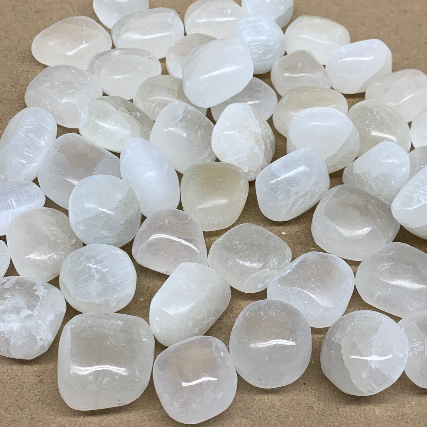 1pc, 1" x 1.4" Tumbled Selenite Crystals, Satin Spar, gypsum, B36900