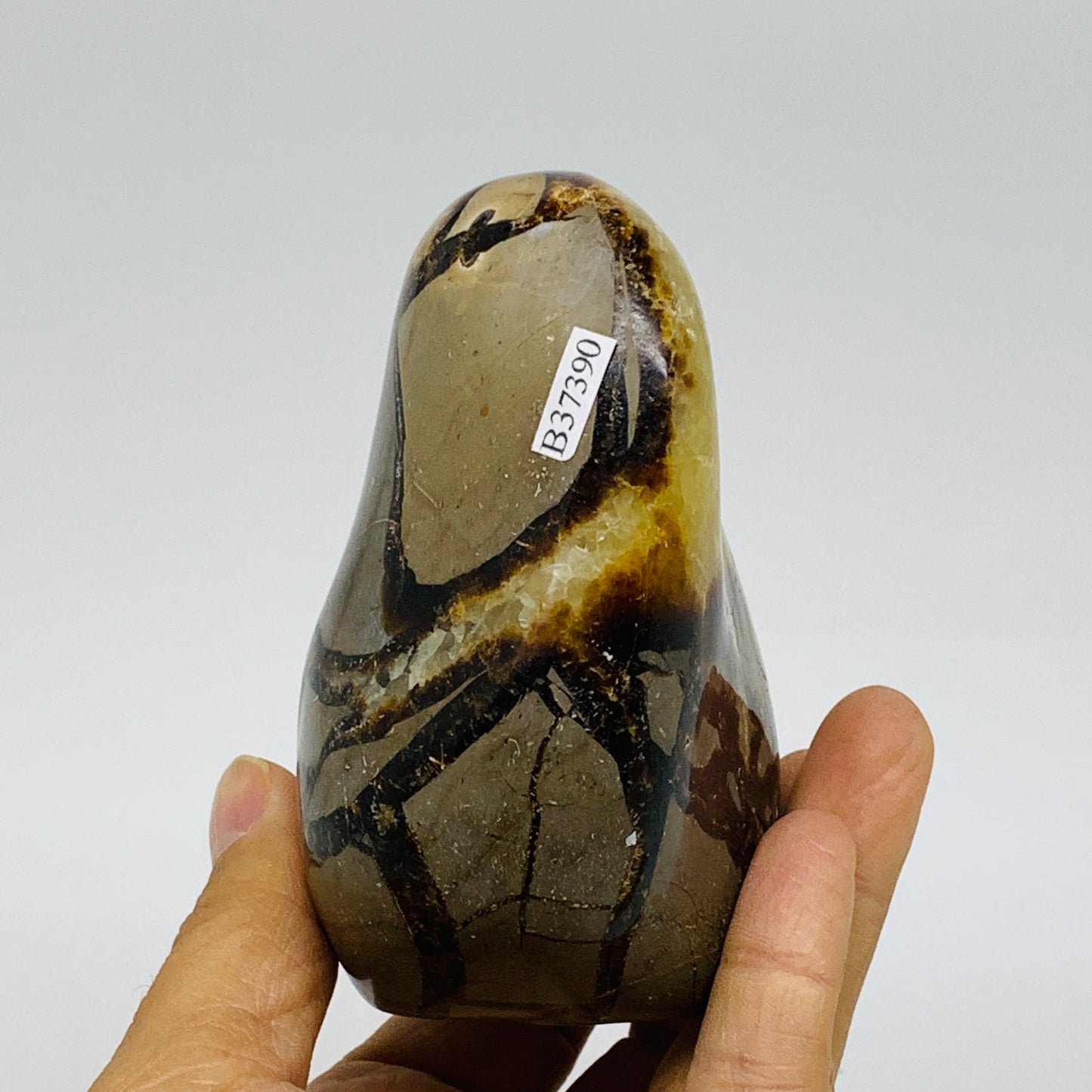 1.2 lbs, 3.8"x2.7"x2.1", Septarian Nodules Freeform Polished Crystal, B37390