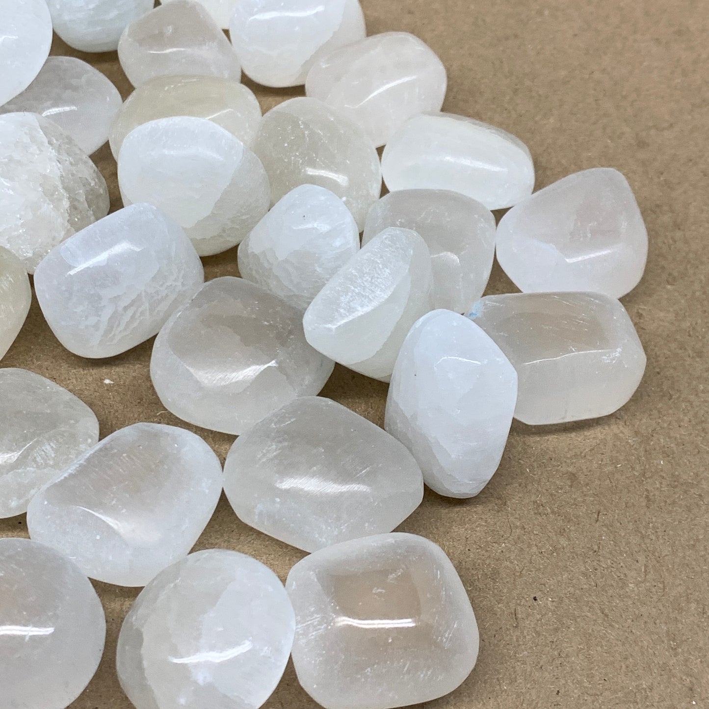1pc, 1" x 1.4" Tumbled Selenite Crystals, Satin Spar, gypsum, B36900