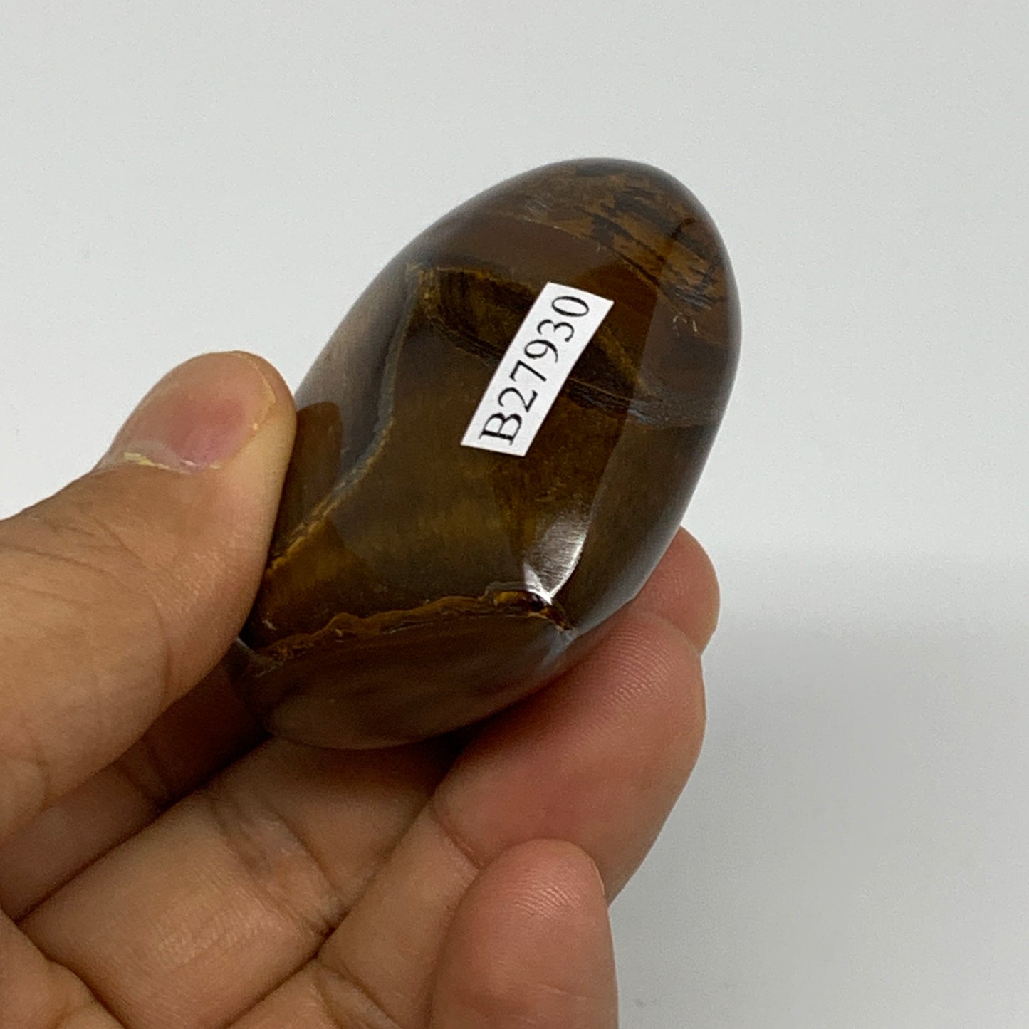 93.6g, 2"x2.1"x0.9", Tiger's Eye Heart Polished Healing Crystal @India, B27930