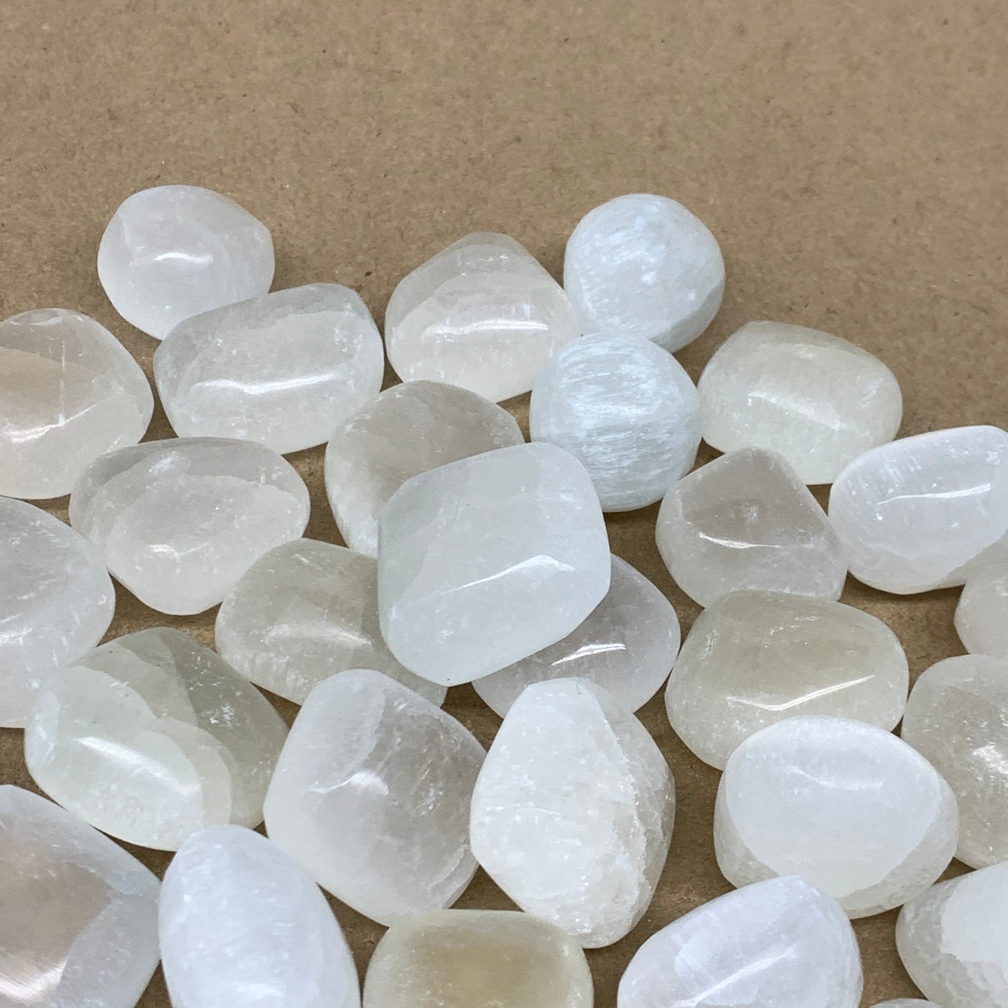 1pc, 1" x 1.4" Tumbled Selenite Crystals, Satin Spar, gypsum, B36900