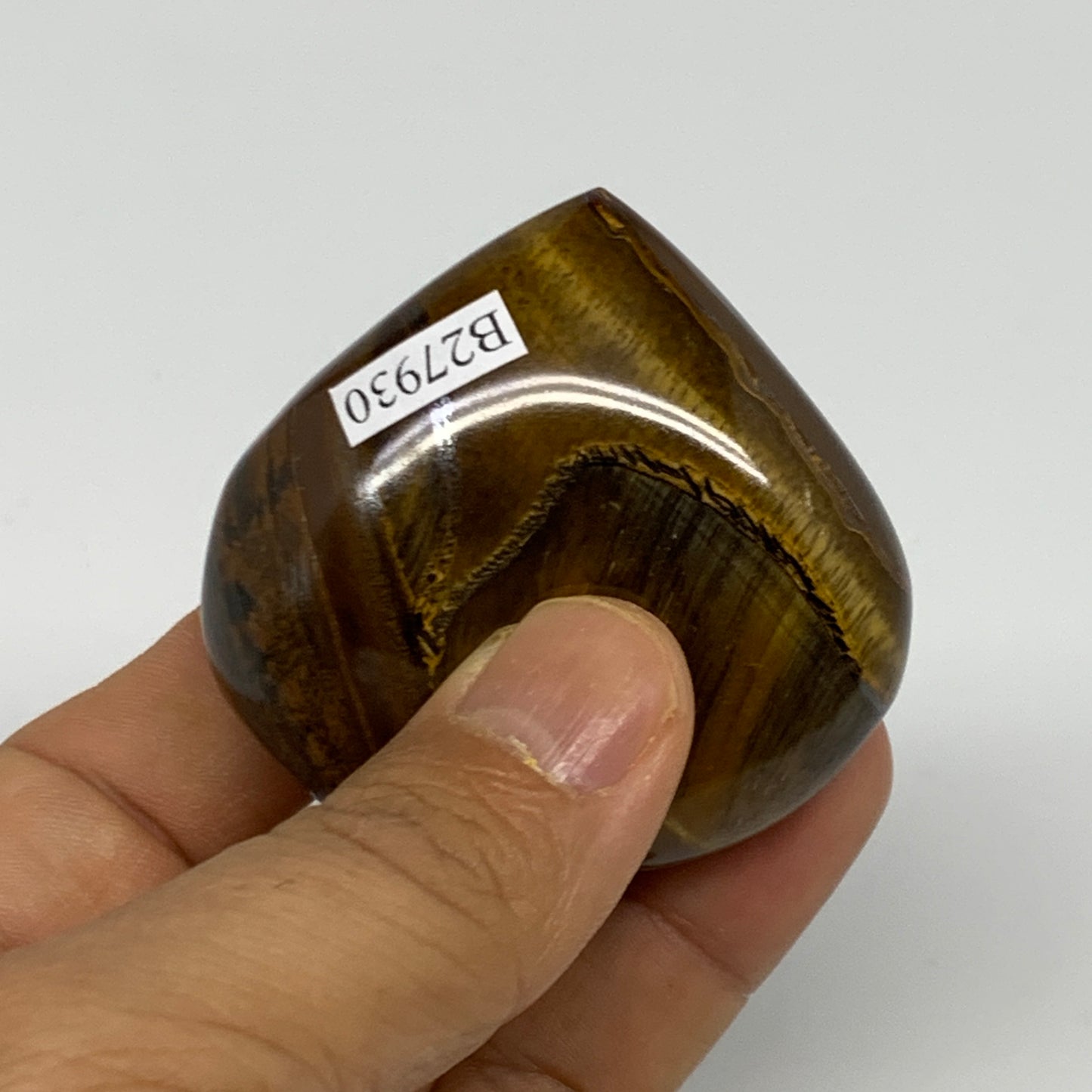 93.6g, 2"x2.1"x0.9", Tiger's Eye Heart Polished Healing Crystal @India, B27930