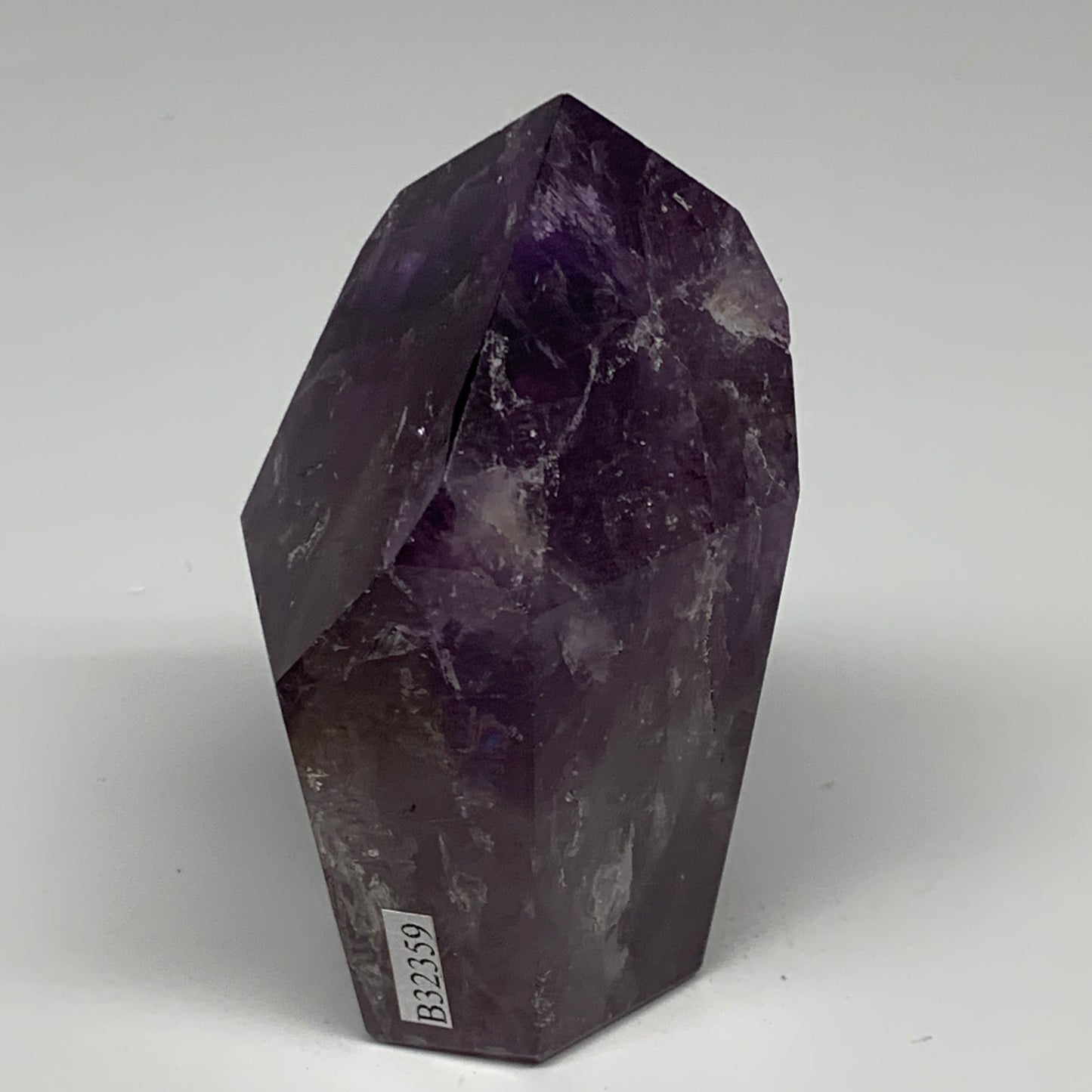 239.9g, 3.2"x2.2"x1.6", Natural Amethyst Tower Point Obelisk @Brazil, B32359