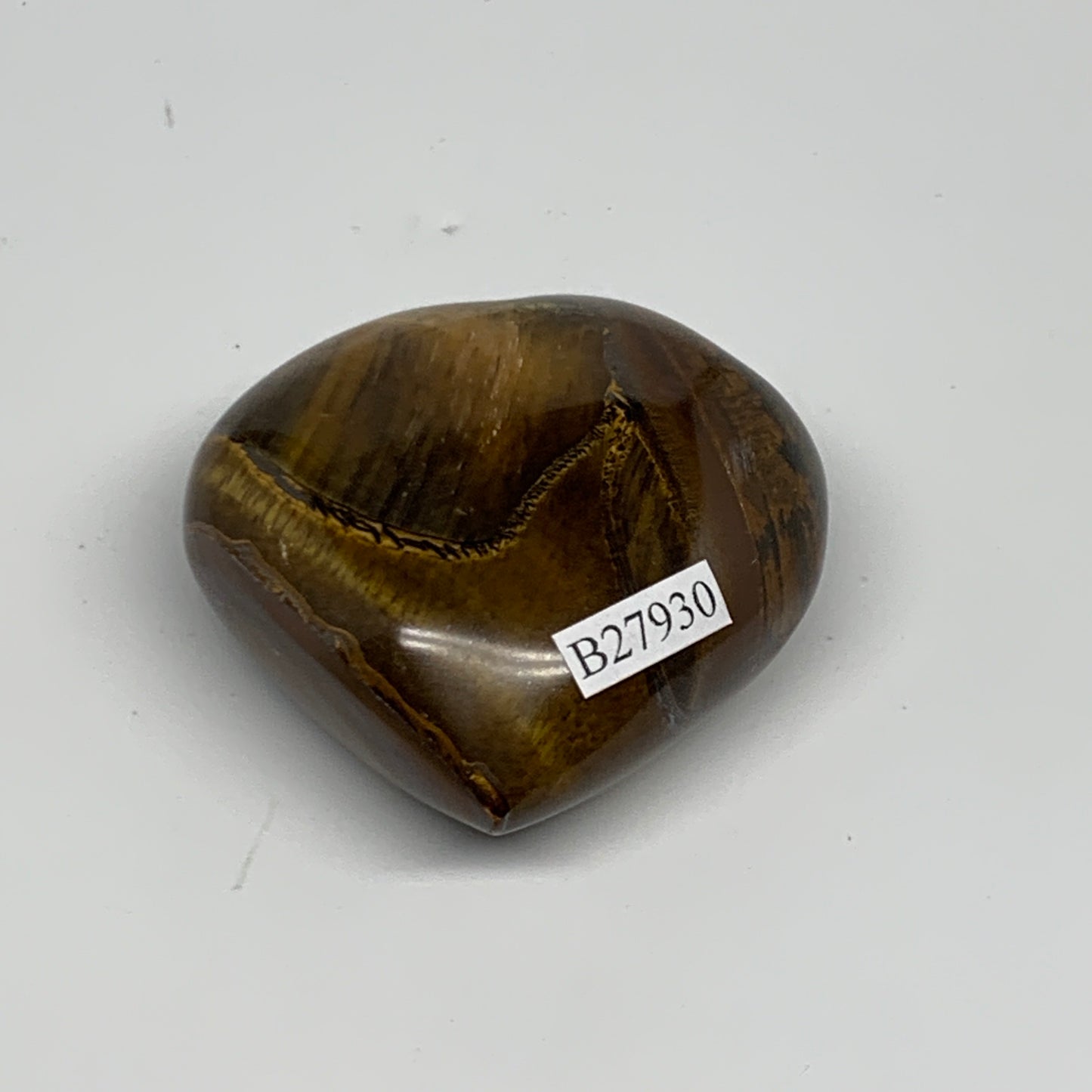 93.6g, 2"x2.1"x0.9", Tiger's Eye Heart Polished Healing Crystal @India, B27930