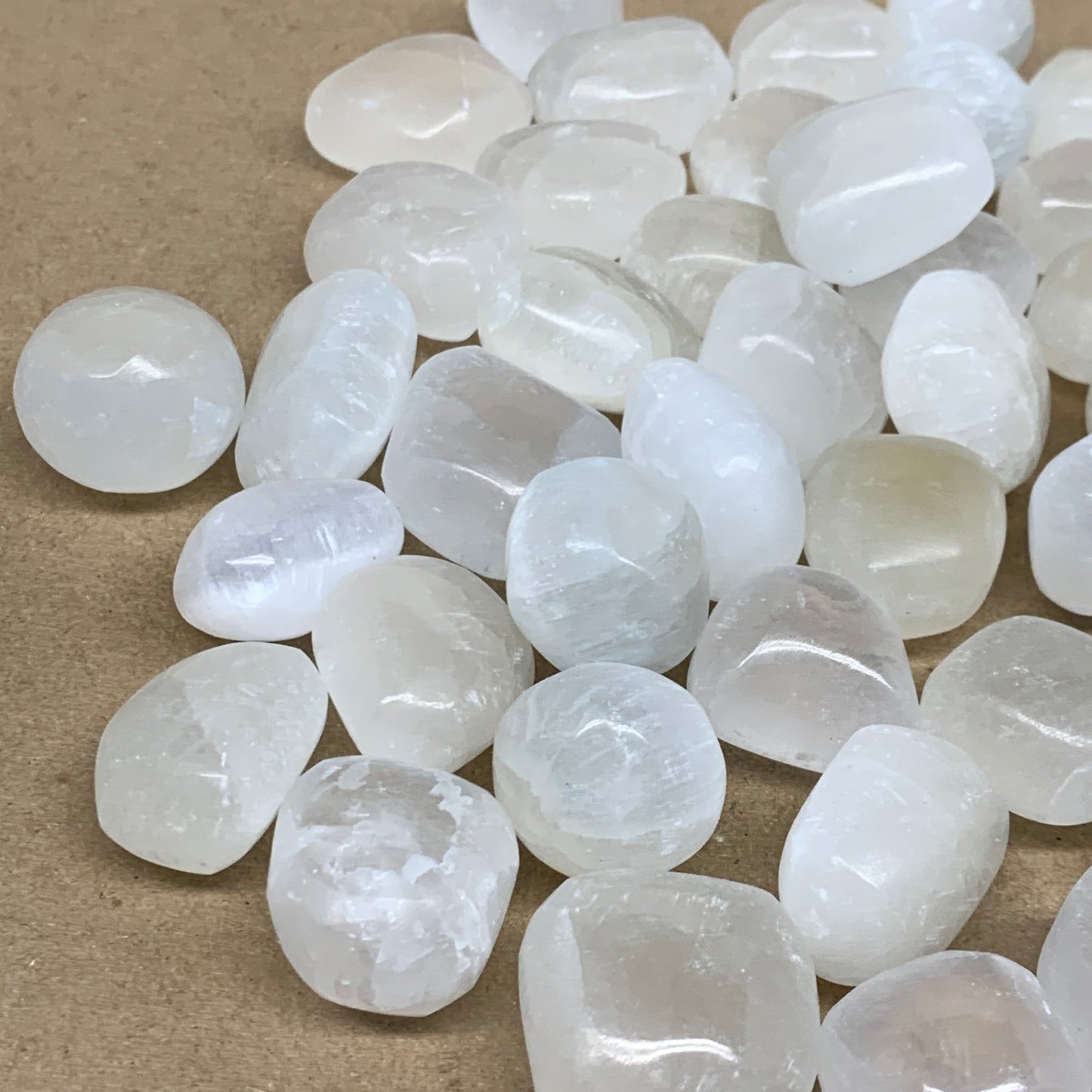 1pc, 1" x 1.4" Tumbled Selenite Crystals, Satin Spar, gypsum, B36900