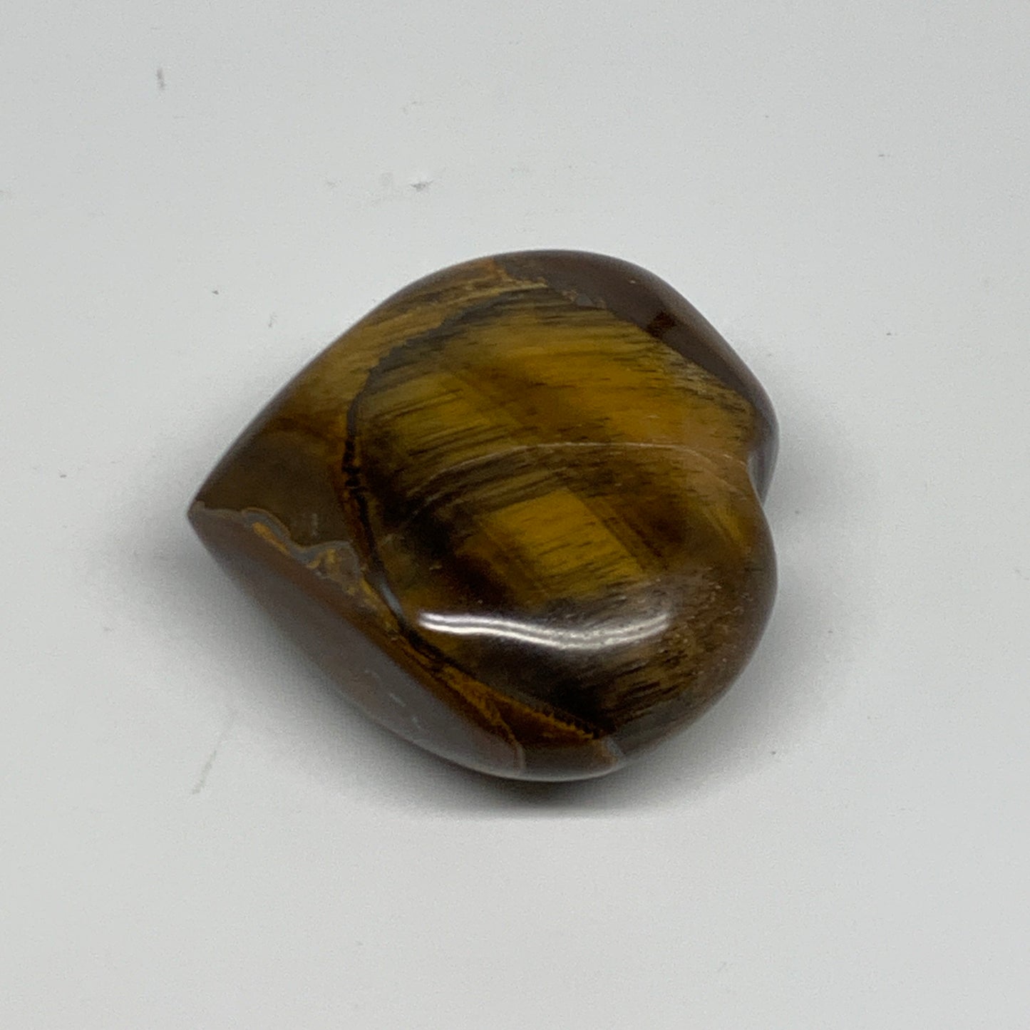 93.6g, 2"x2.1"x0.9", Tiger's Eye Heart Polished Healing Crystal @India, B27930