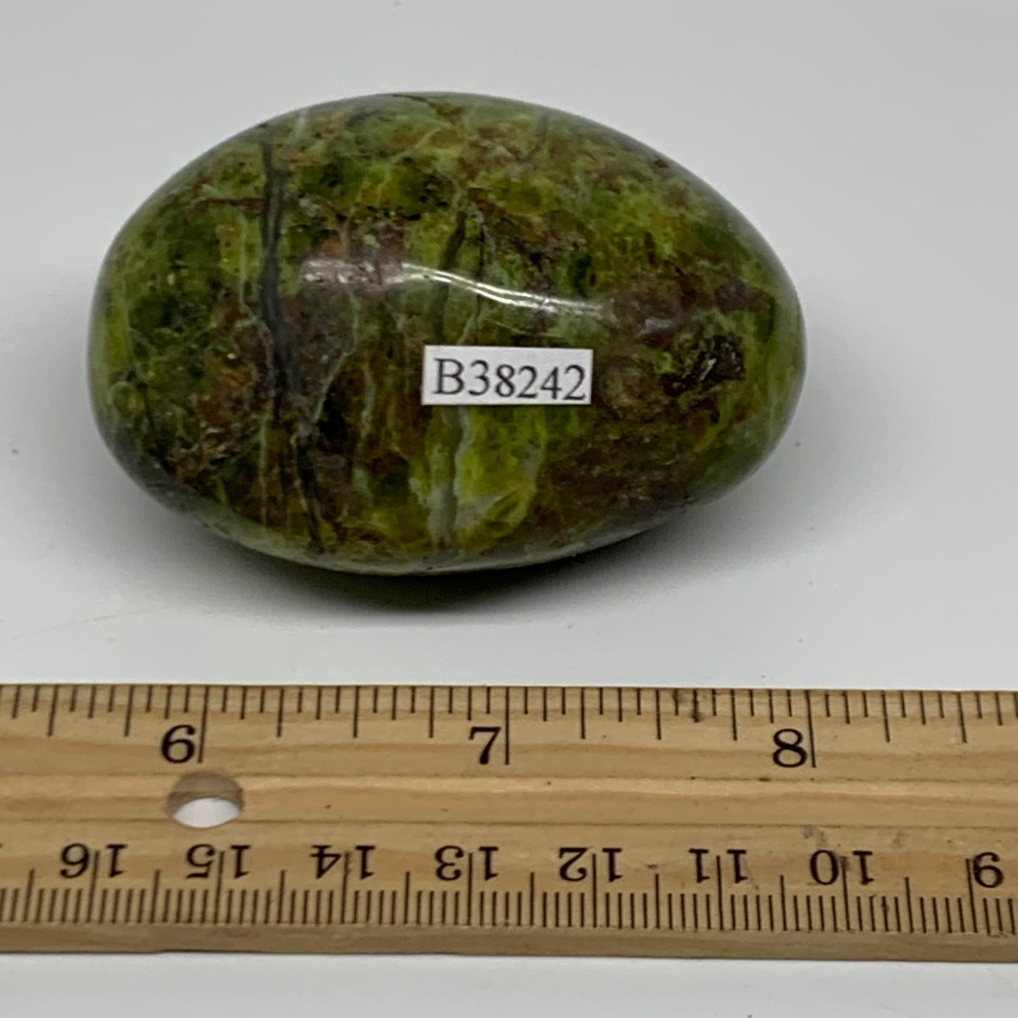 130g, 2.5"x1.8"x1.5", Green Opal Crystal PalmStone Polished Reiki, B38242