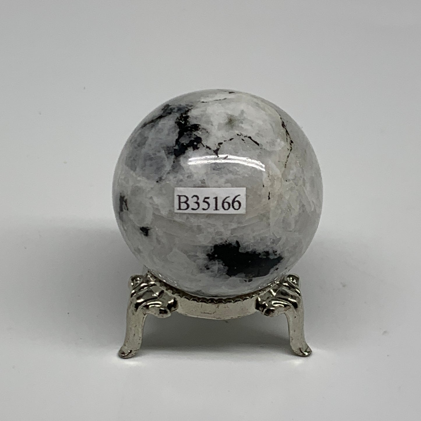 117.2g, 1.7"(44mm), Natural Rainbow Moonstone Sphere Ball Gemstone, B35166