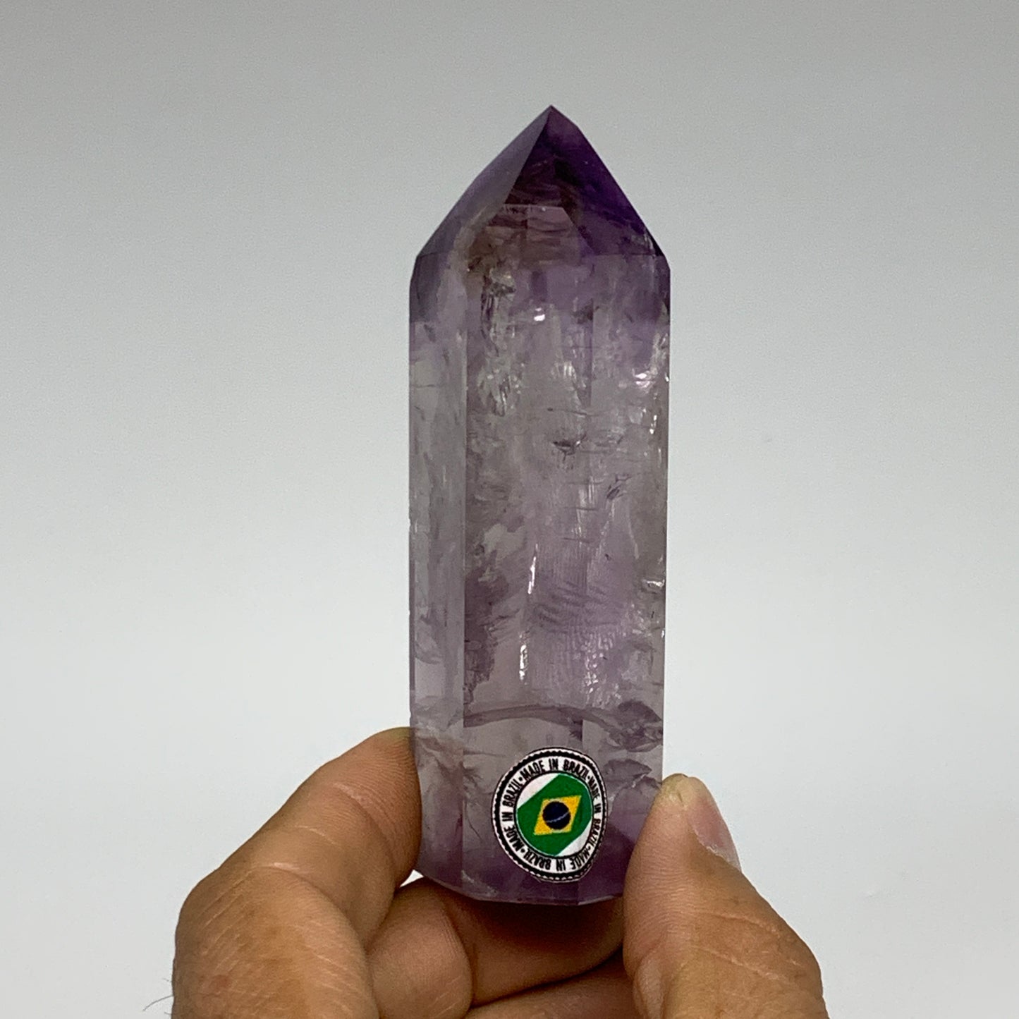 120g, 3.4"x1.2"x1", Natural Amethyst Tower Point Obelisk @Brazil, B32360