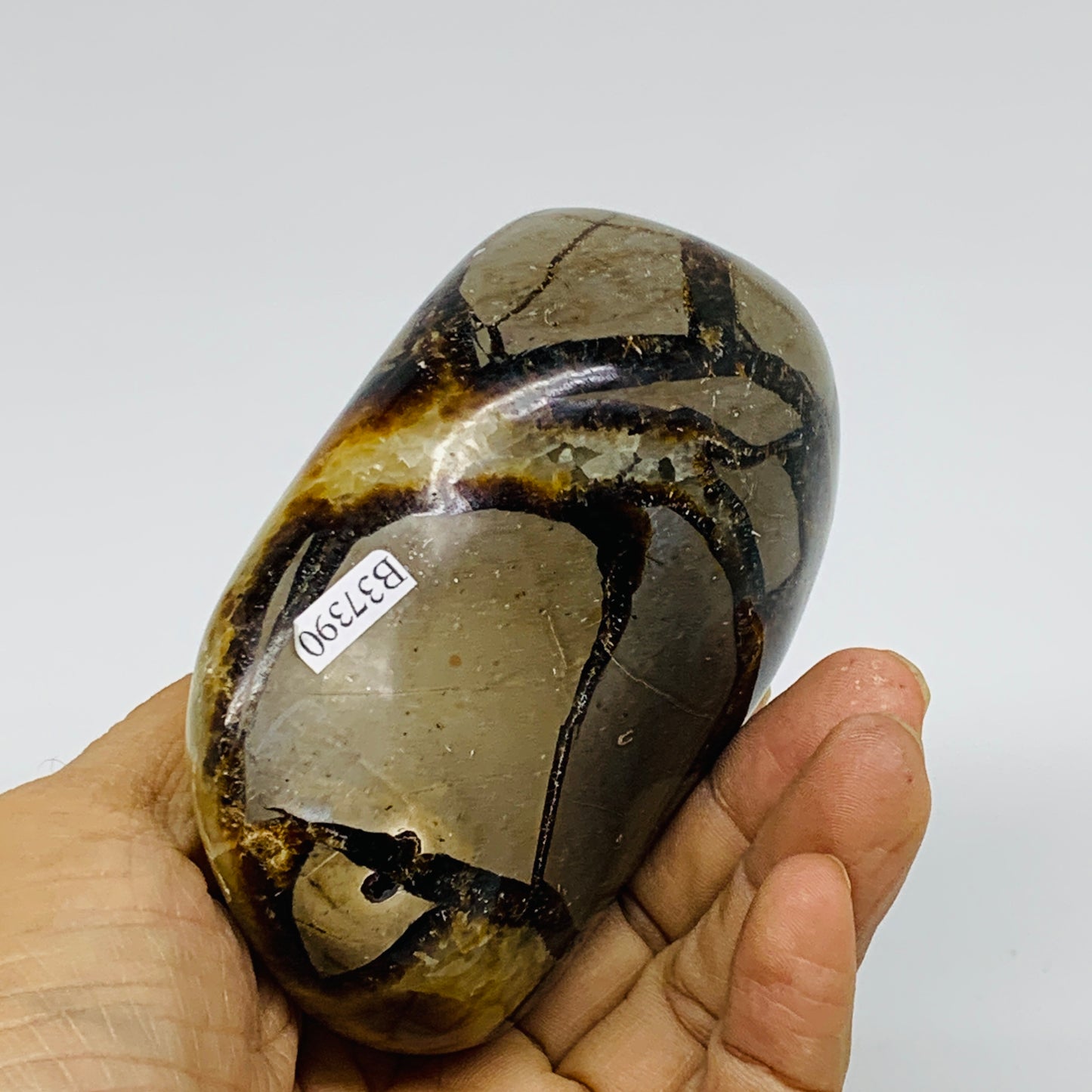 1.2 lbs, 3.8"x2.7"x2.1", Septarian Nodules Freeform Polished Crystal, B37390