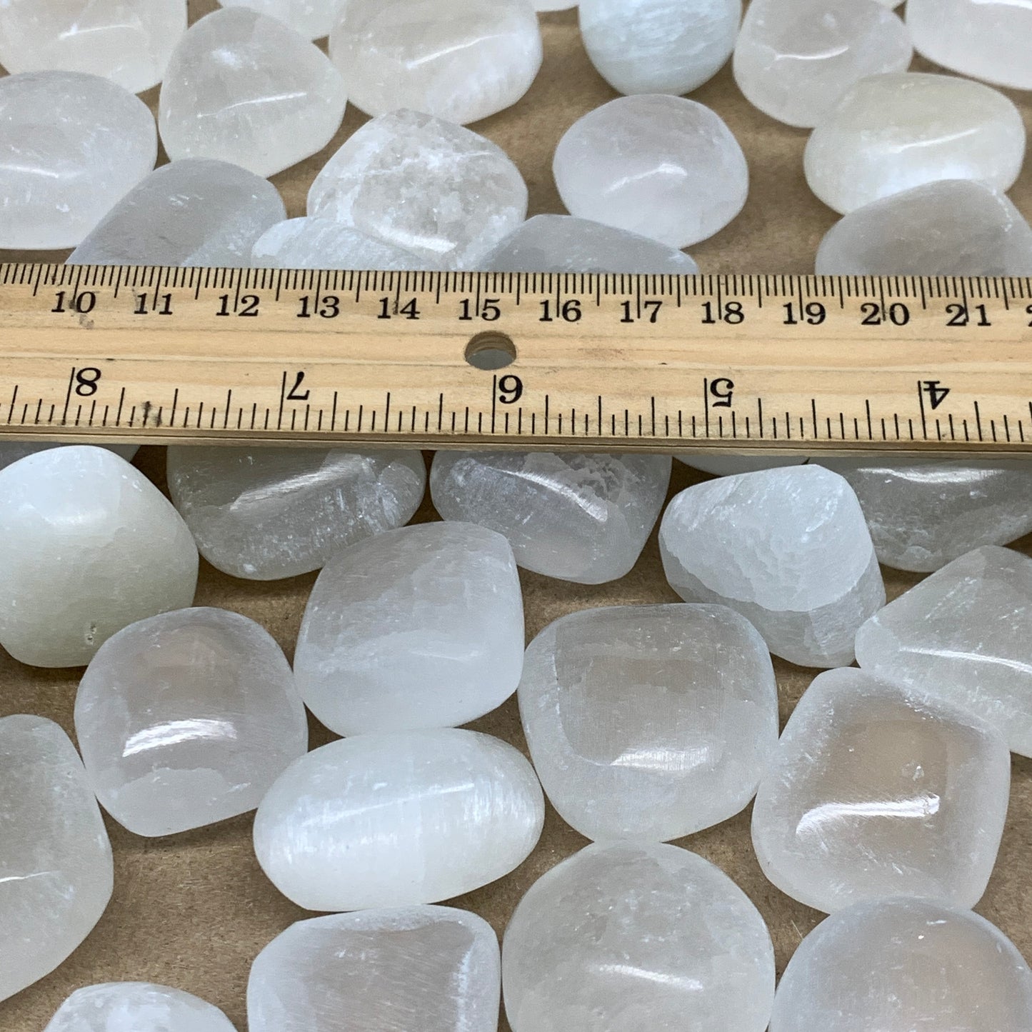 1pc, 1" x 1.4" Tumbled Selenite Crystals, Satin Spar, gypsum, B36900