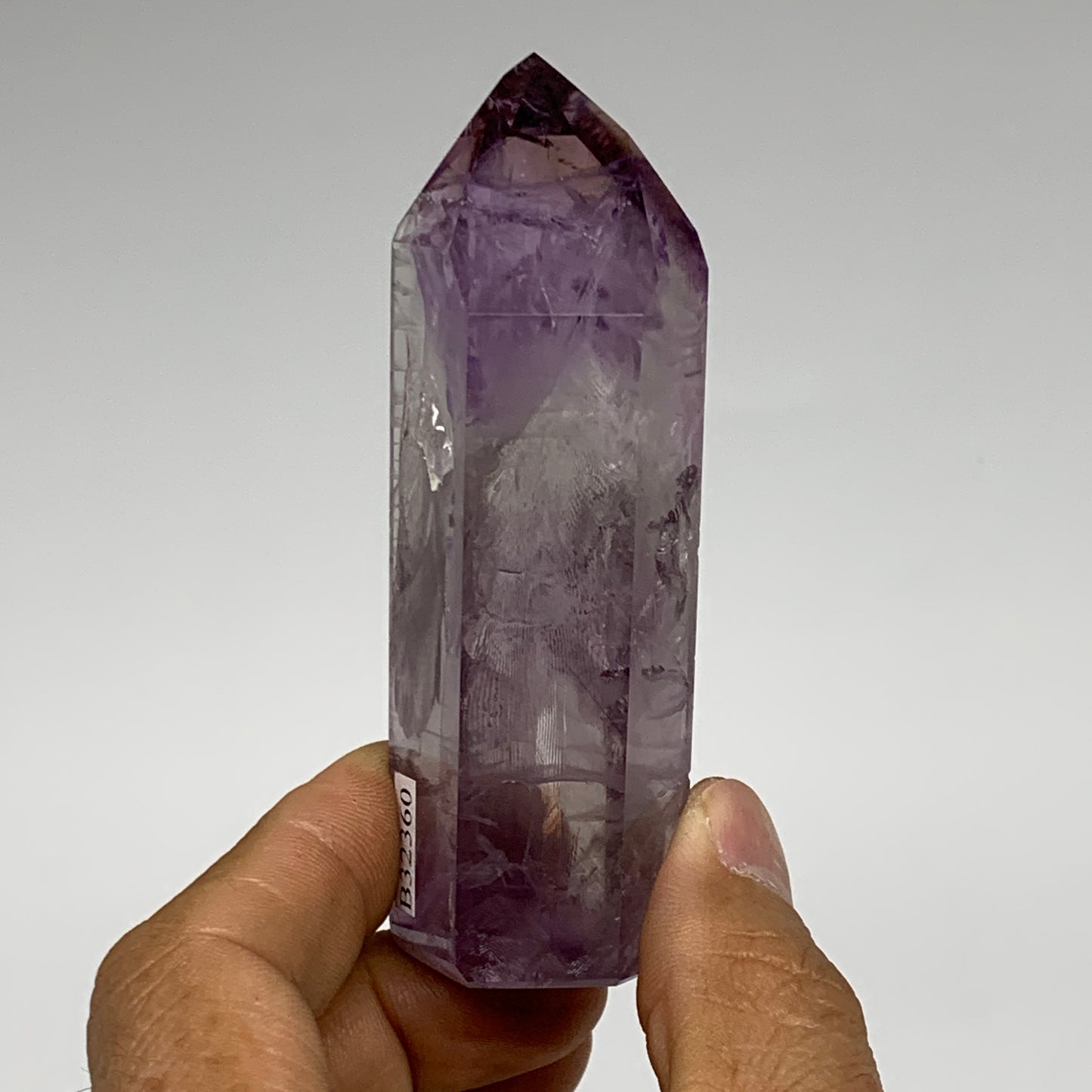 120g, 3.4"x1.2"x1", Natural Amethyst Tower Point Obelisk @Brazil, B32360