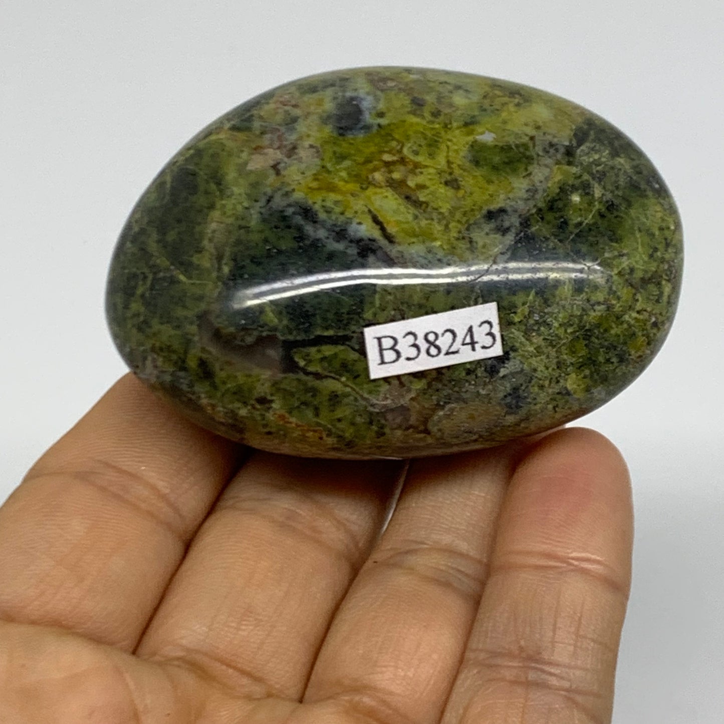 103g, 2.5"x1.8"x1.2", Green Opal Crystal PalmStone Polished Reiki, B38243