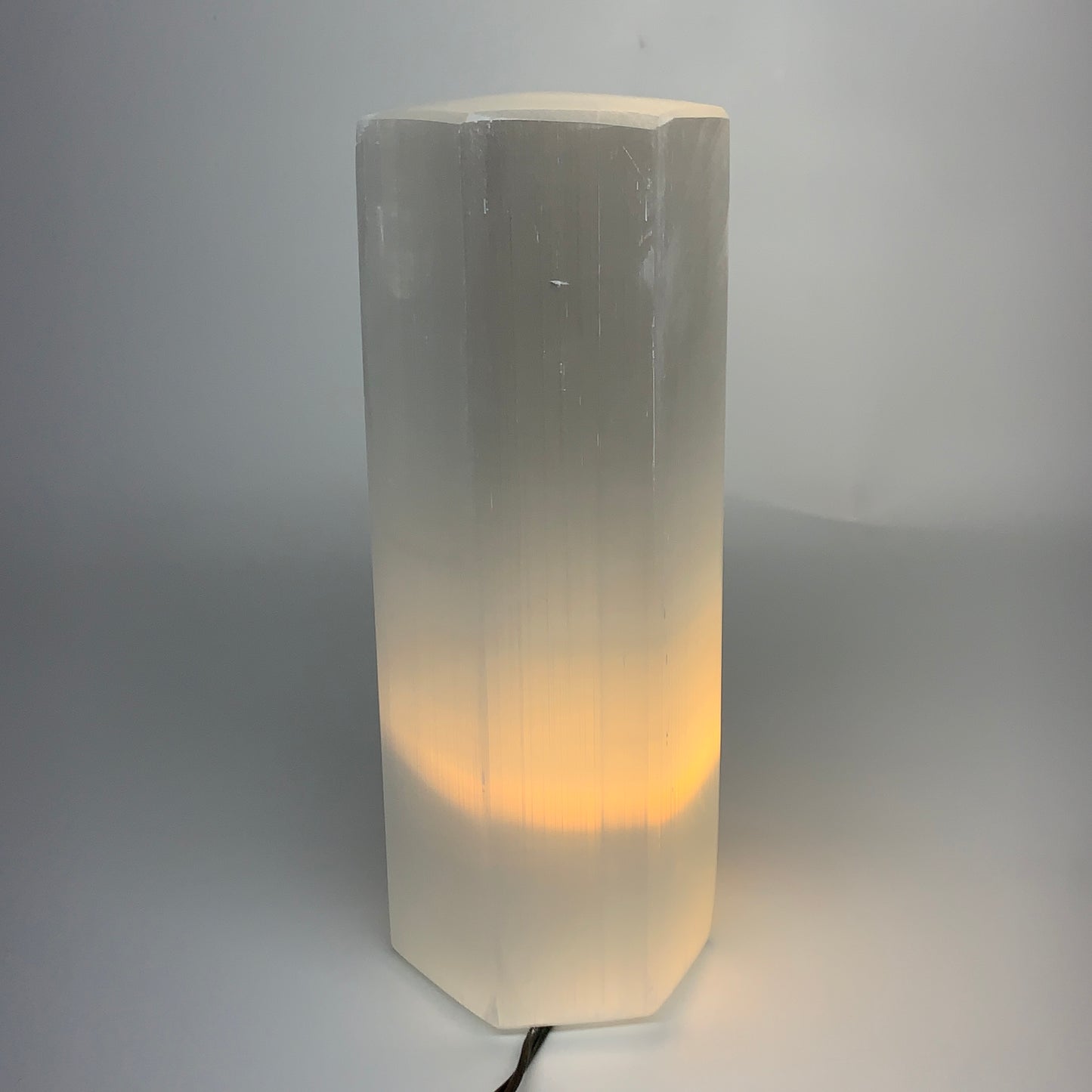 6.7 lbs. 9.25"x3.4", Hexagon Selenite (Satin Spar) Lamp, w/6ft Chord, B35831