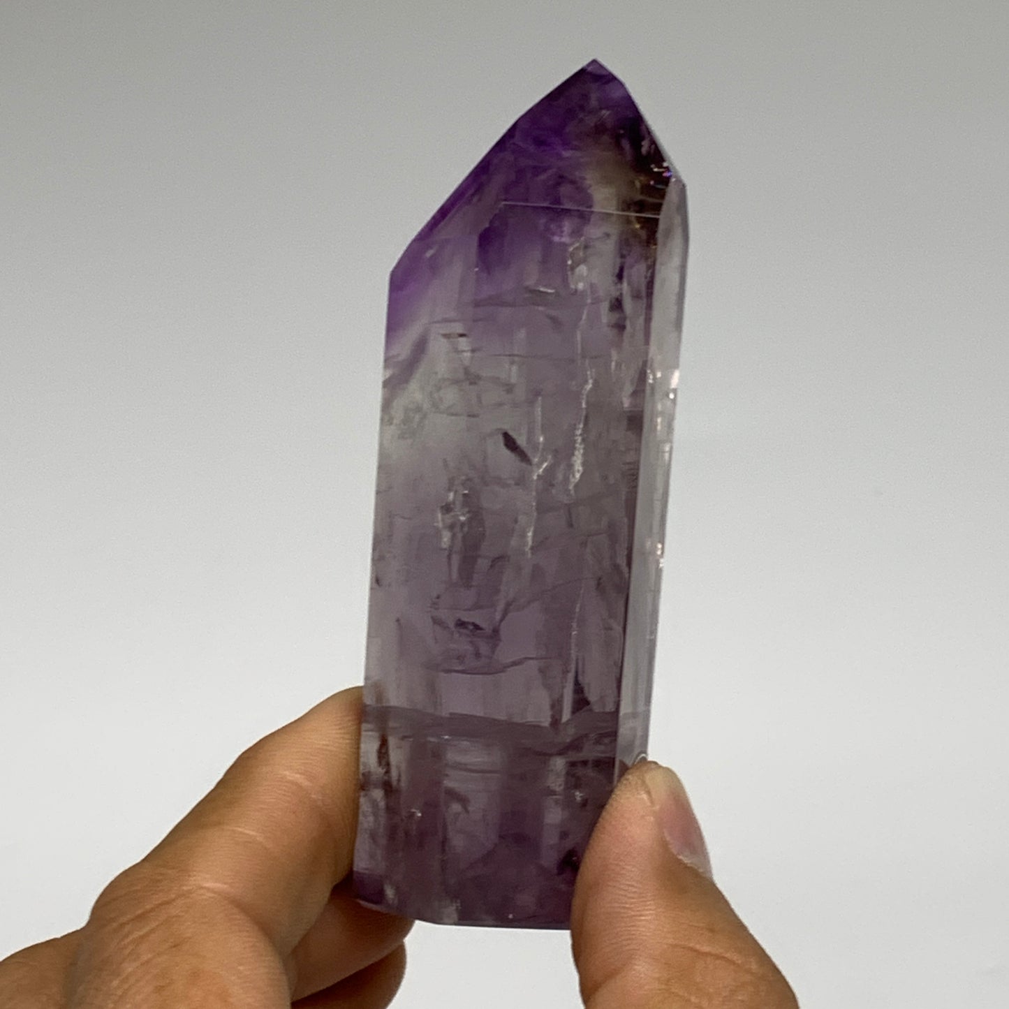 120g, 3.4"x1.2"x1", Natural Amethyst Tower Point Obelisk @Brazil, B32360