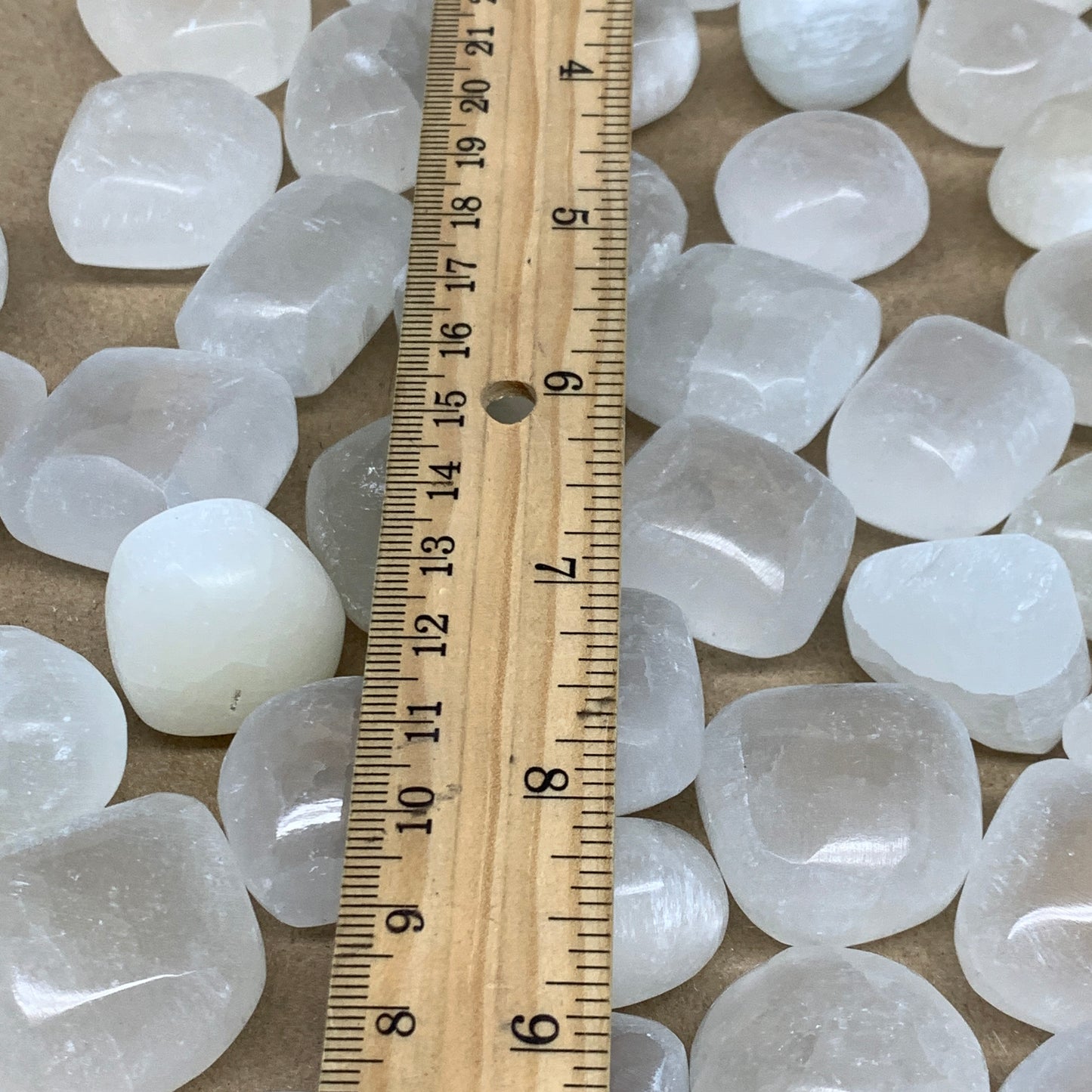 1pc, 1" x 1.4" Tumbled Selenite Crystals, Satin Spar, gypsum, B36900