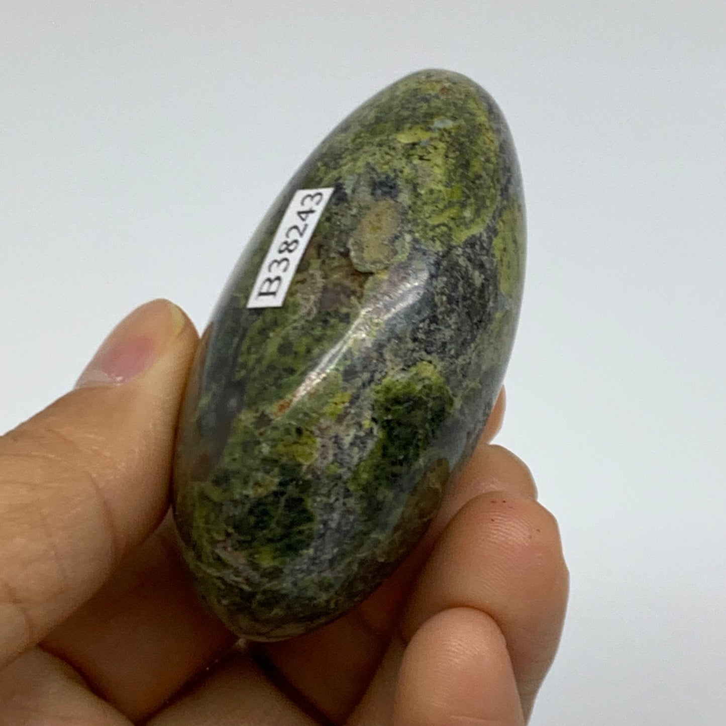 103g, 2.5"x1.8"x1.2", Green Opal Crystal PalmStone Polished Reiki, B38243