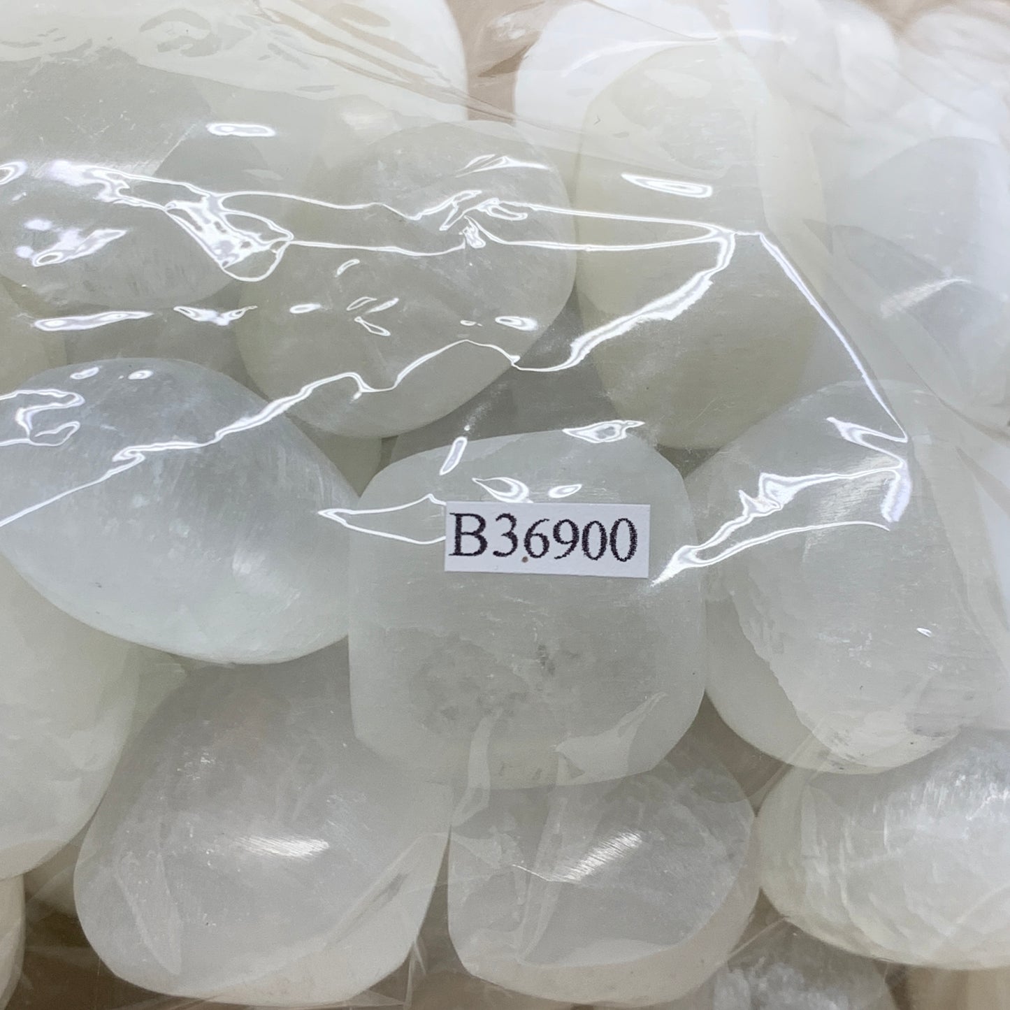 1pc, 1" x 1.4" Tumbled Selenite Crystals, Satin Spar, gypsum, B36900