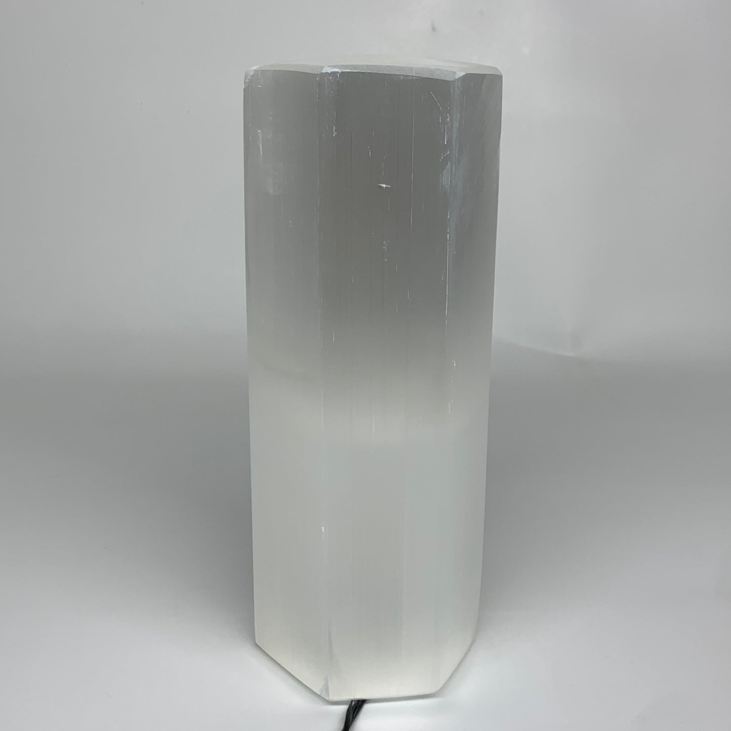 6.7 lbs. 9.25"x3.4", Hexagon Selenite (Satin Spar) Lamp, w/6ft Chord, B35831