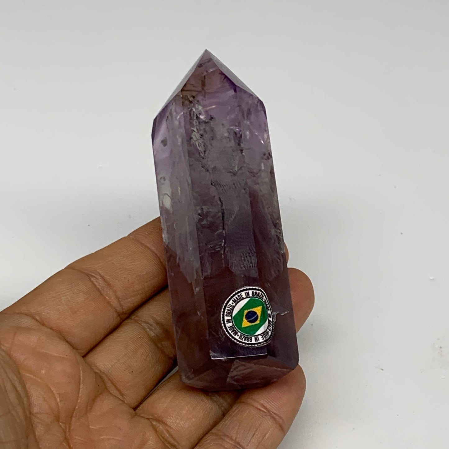 120g, 3.4"x1.2"x1", Natural Amethyst Tower Point Obelisk @Brazil, B32360