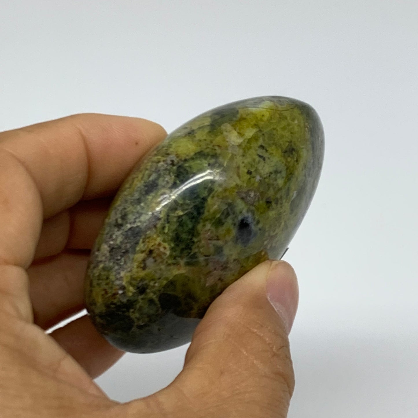 103g, 2.5"x1.8"x1.2", Green Opal Crystal PalmStone Polished Reiki, B38243