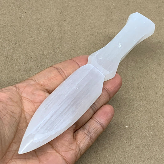 118g, 7.5"x1.2"x0.6", Natural Selenite Crystal Dagger (Satin Spar), B36901