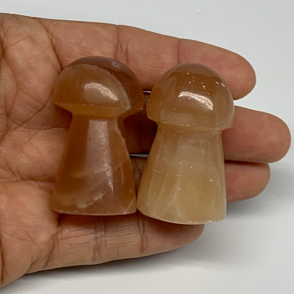 90.1g, 1.7"-1.8", 2pcs, Natural Honey Calcite Mushroom Gemstone @Pakistan, B3173