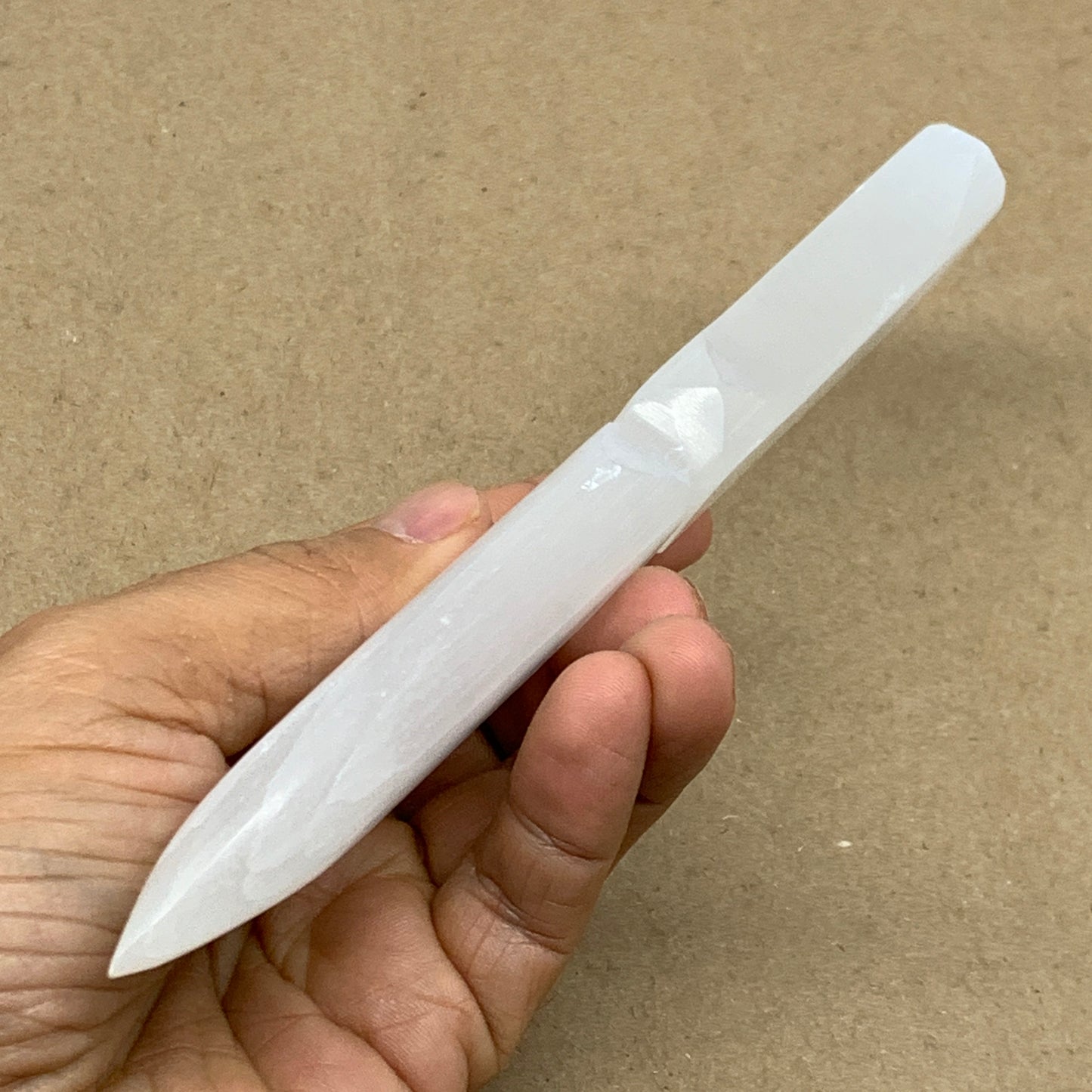 118g, 7.5"x1.2"x0.6", Natural Selenite Crystal Dagger (Satin Spar), B36901