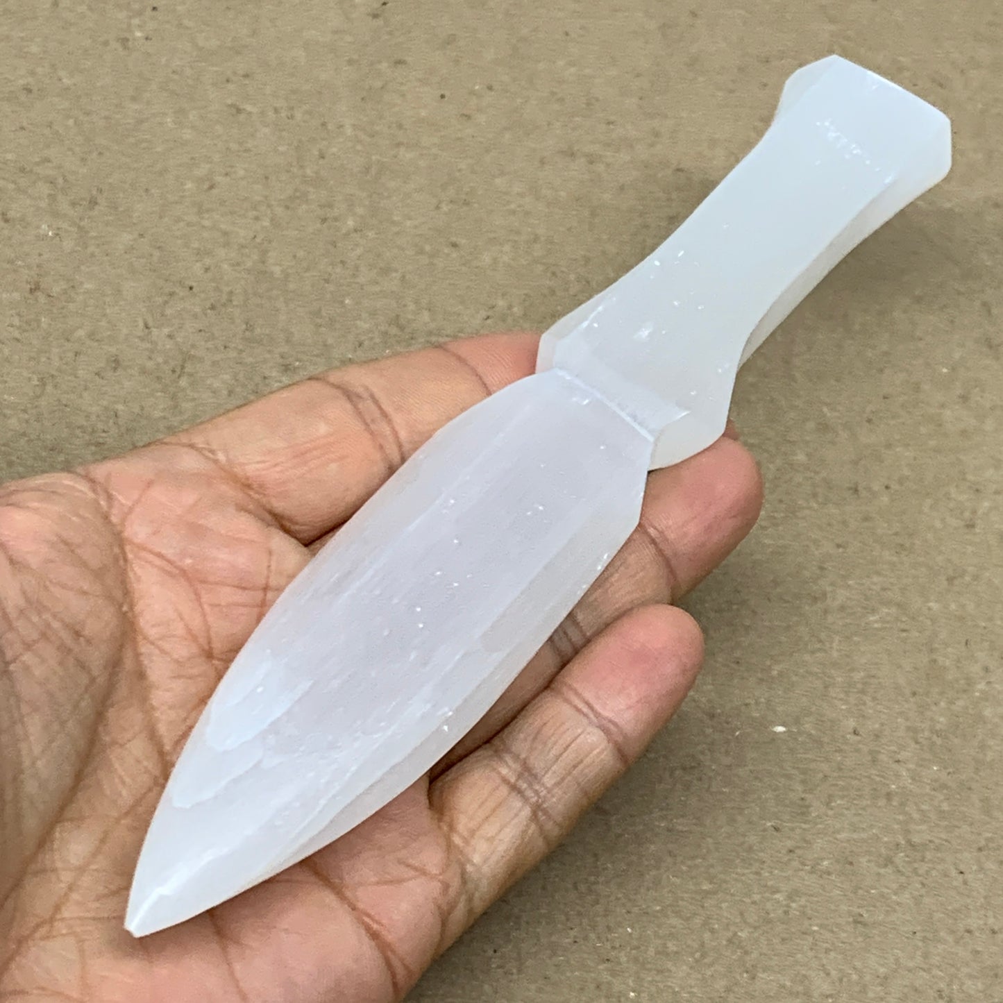 118g, 7.5"x1.2"x0.6", Natural Selenite Crystal Dagger (Satin Spar), B36901
