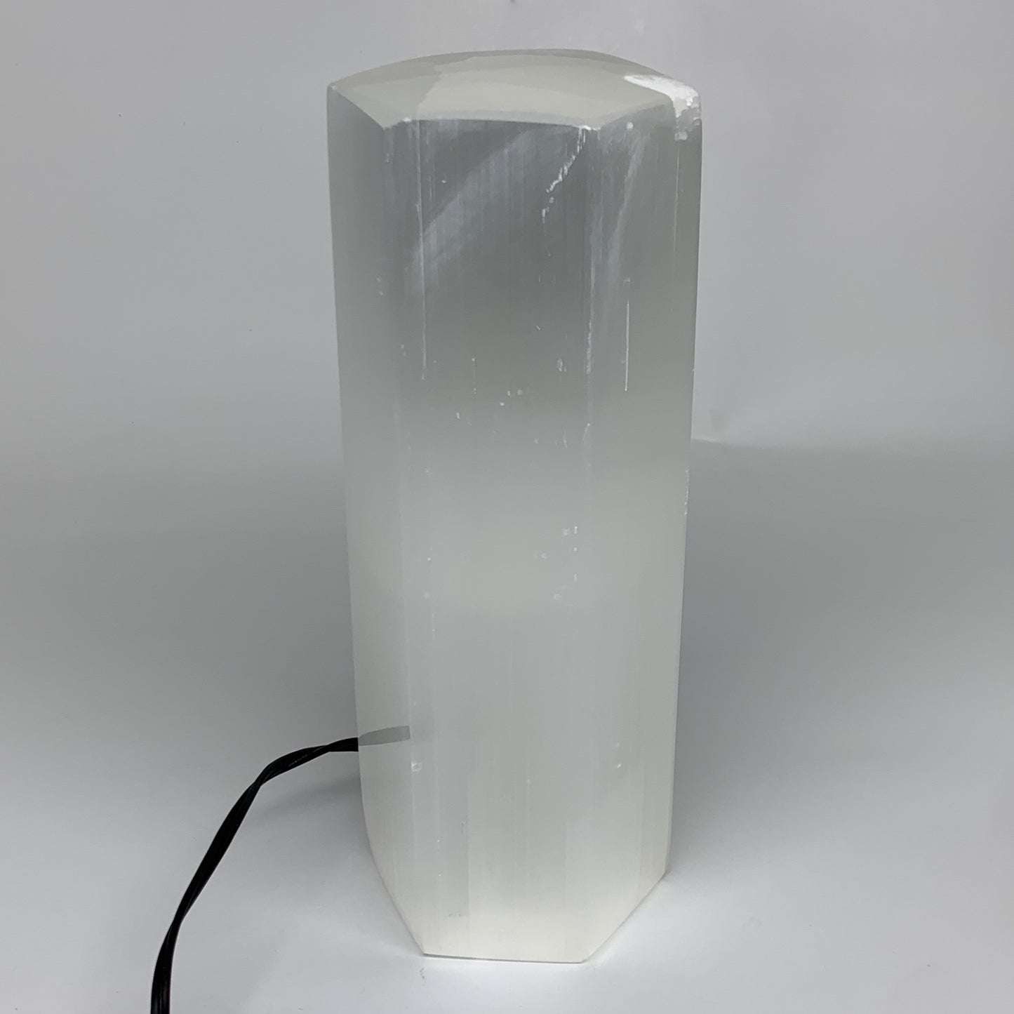 6.7 lbs. 9.25"x3.4", Hexagon Selenite (Satin Spar) Lamp, w/6ft Chord, B35831