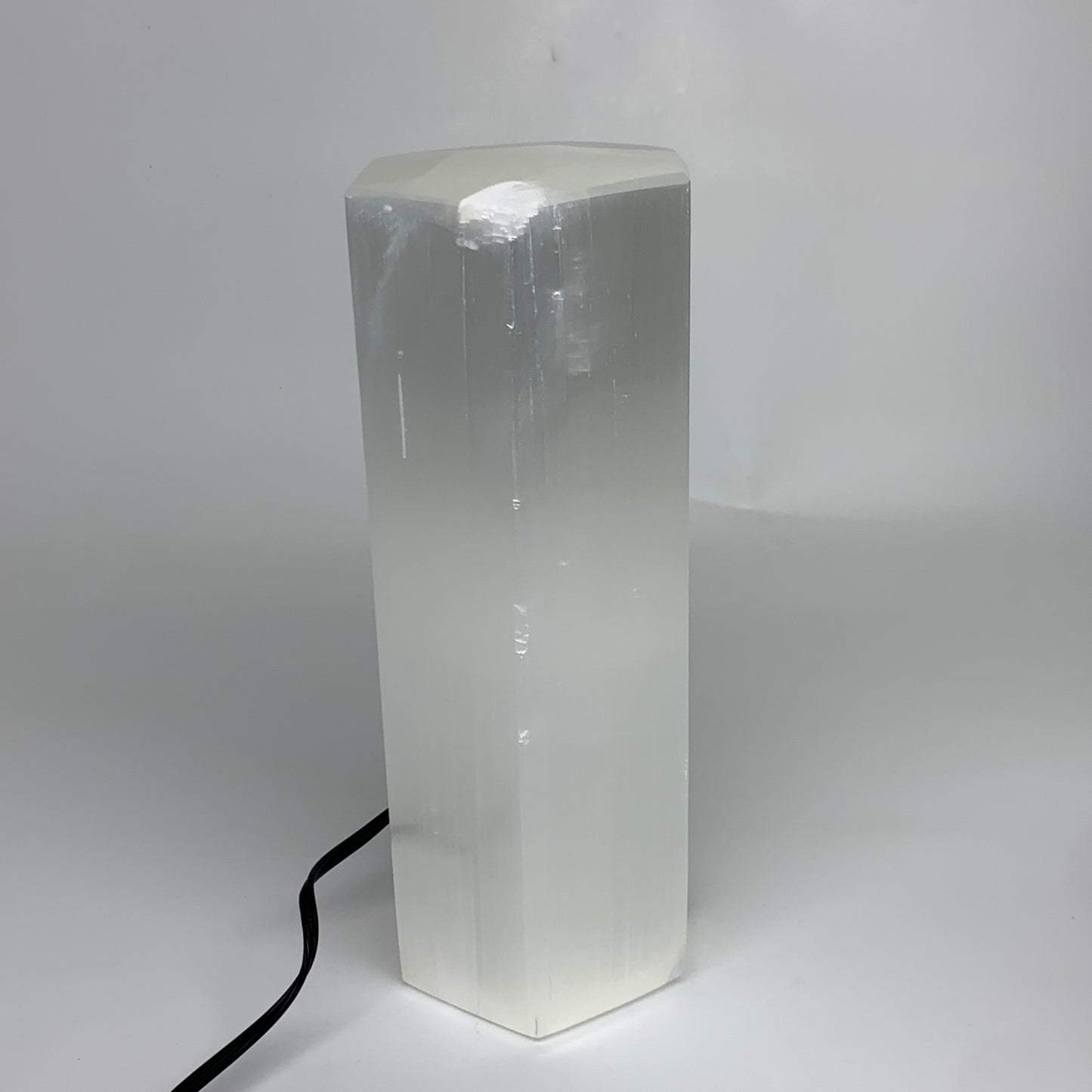 6.7 lbs. 9.25"x3.4", Hexagon Selenite (Satin Spar) Lamp, w/6ft Chord, B35831