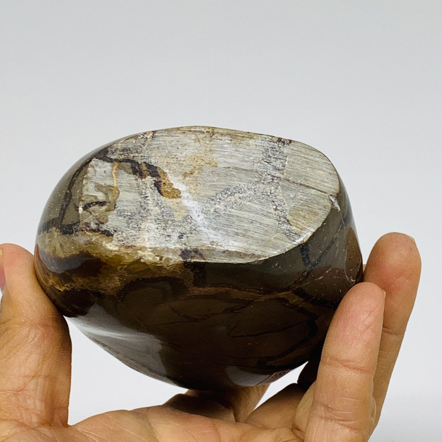 1.24 lbs, 4.3"x3.3"x1.5", Septarian Nodules Freeform Polished Crystal, B37391