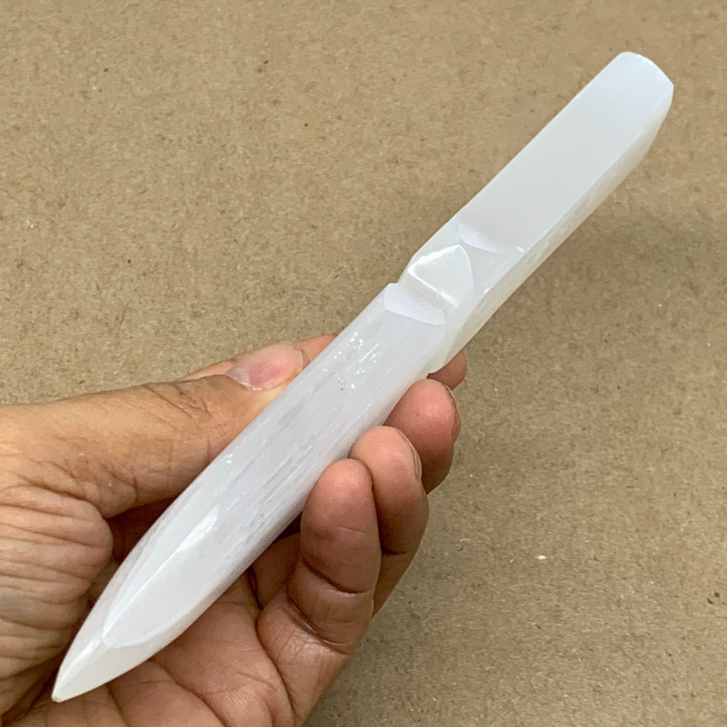 118g, 7.5"x1.2"x0.6", Natural Selenite Crystal Dagger (Satin Spar), B36901