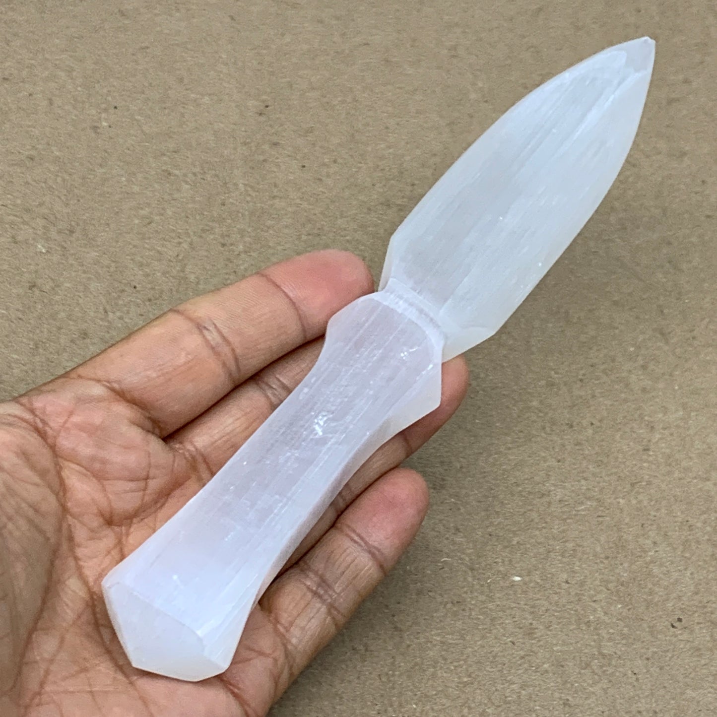 118g, 7.5"x1.2"x0.6", Natural Selenite Crystal Dagger (Satin Spar), B36901