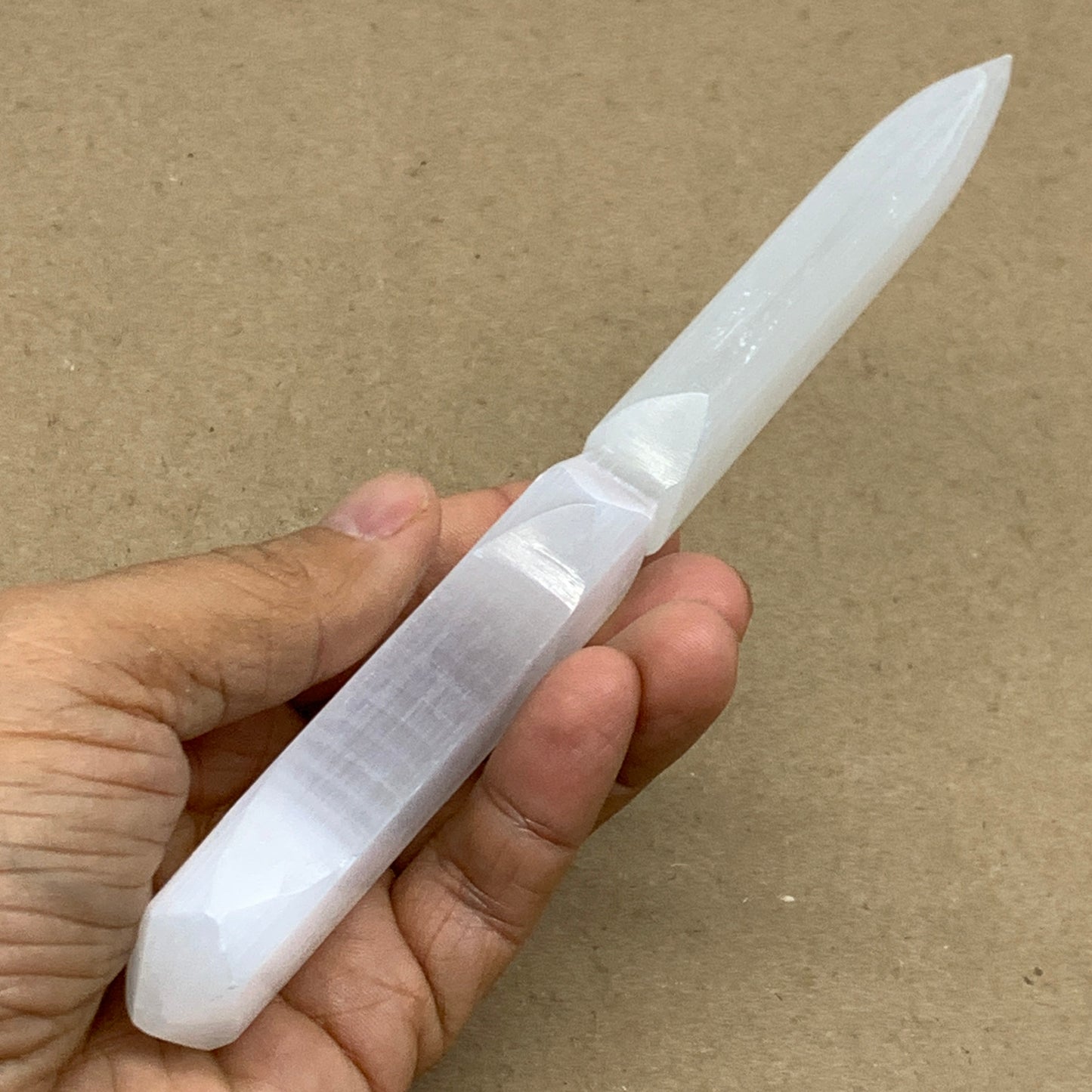118g, 7.5"x1.2"x0.6", Natural Selenite Crystal Dagger (Satin Spar), B36901