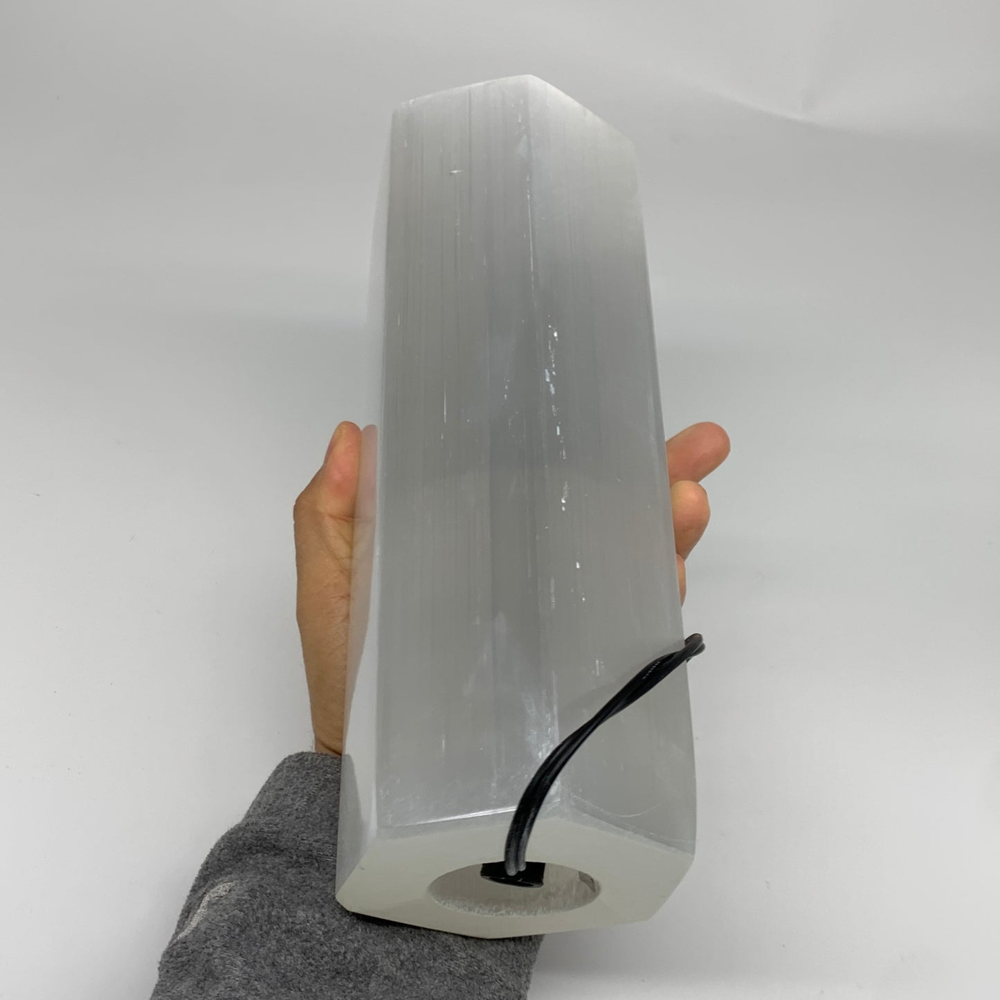 6.7 lbs. 9.25"x3.4", Hexagon Selenite (Satin Spar) Lamp, w/6ft Chord, B35831
