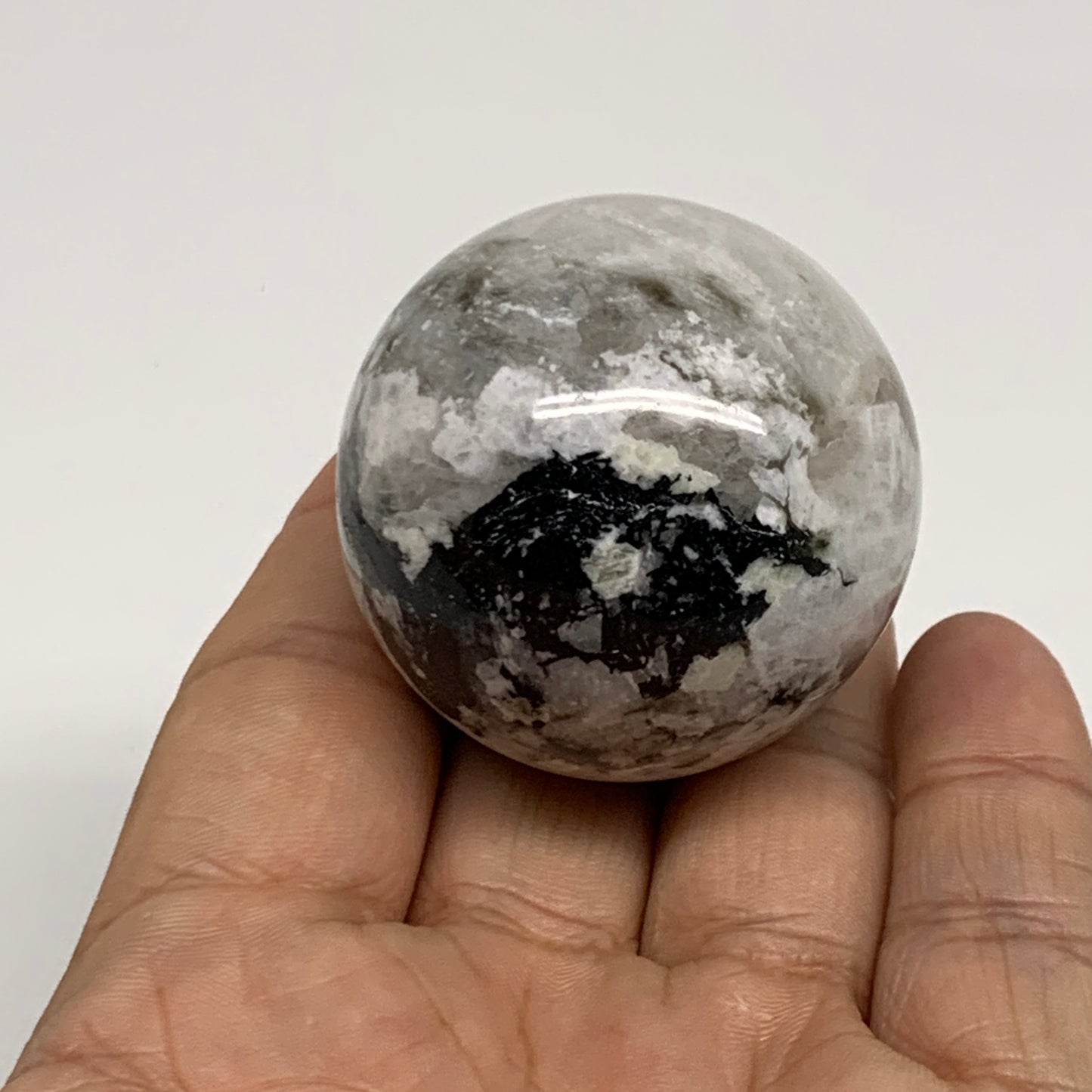 101.8g, 1.7"(41mm), Natural Rainbow Moonstone Sphere Ball Gemstone, B35168