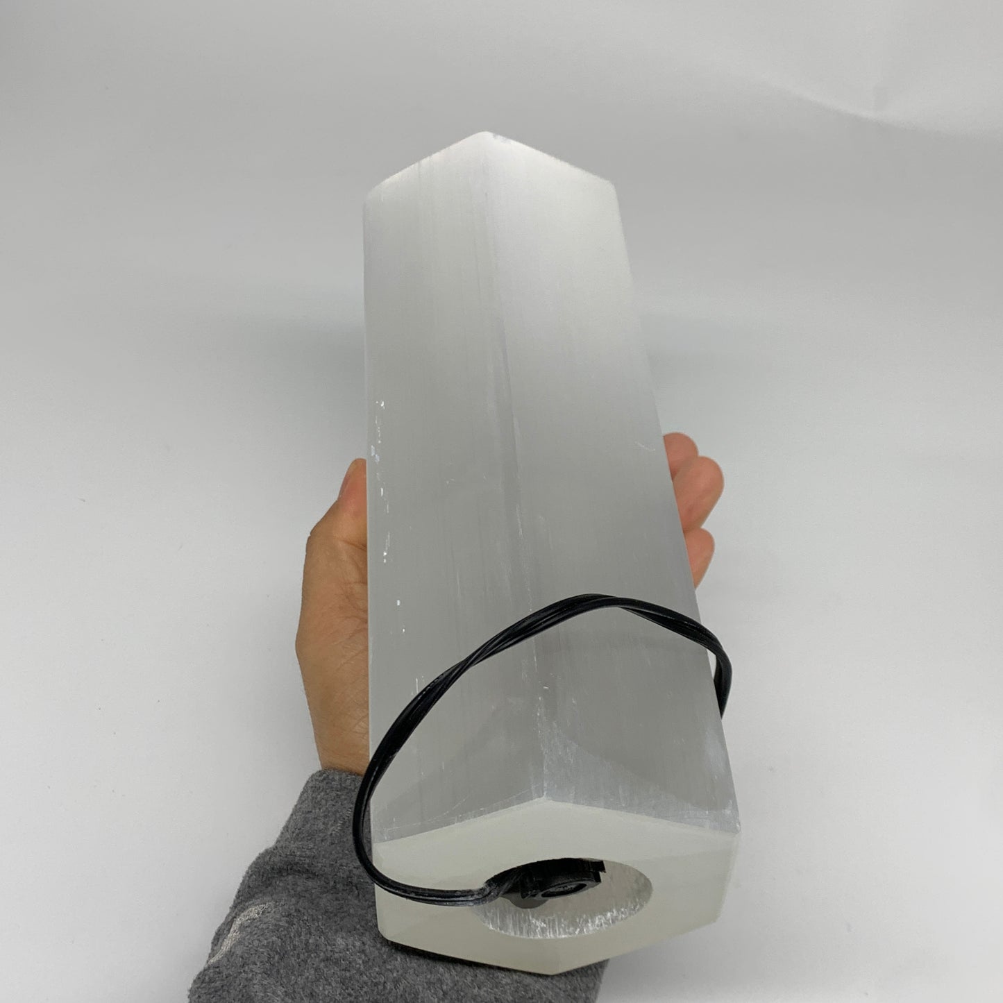 6.7 lbs. 9.25"x3.4", Hexagon Selenite (Satin Spar) Lamp, w/6ft Chord, B35831